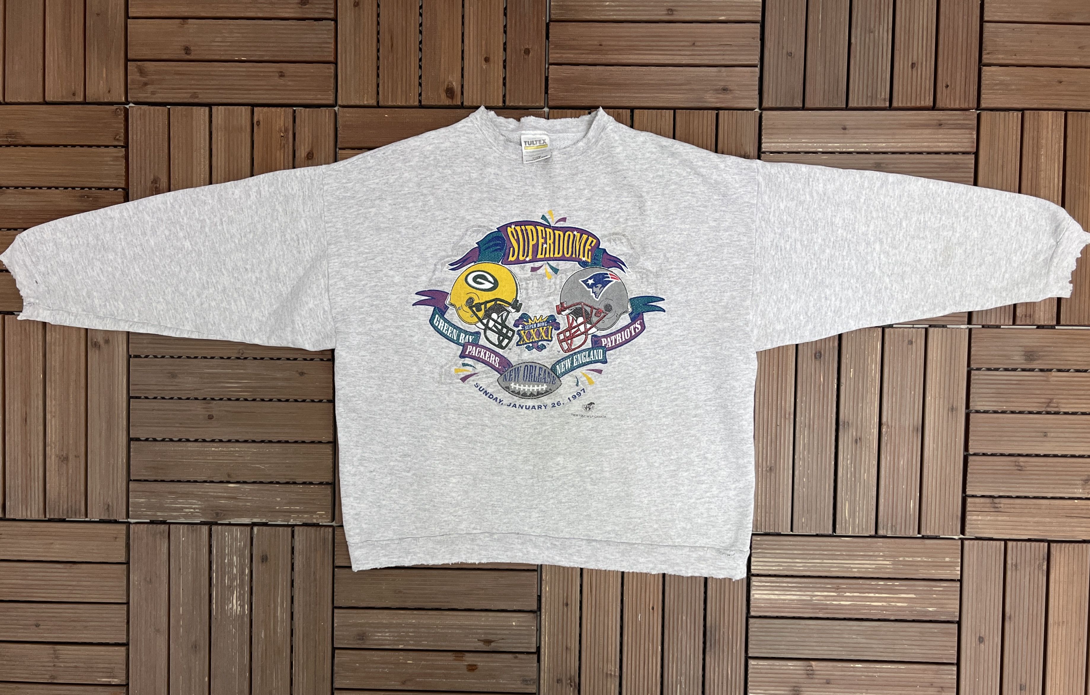 Vintage Patriots vs Packers Super Bowl Vintage Crewneck Size US XL / EU 56 / 4 - 5 Thumbnail
