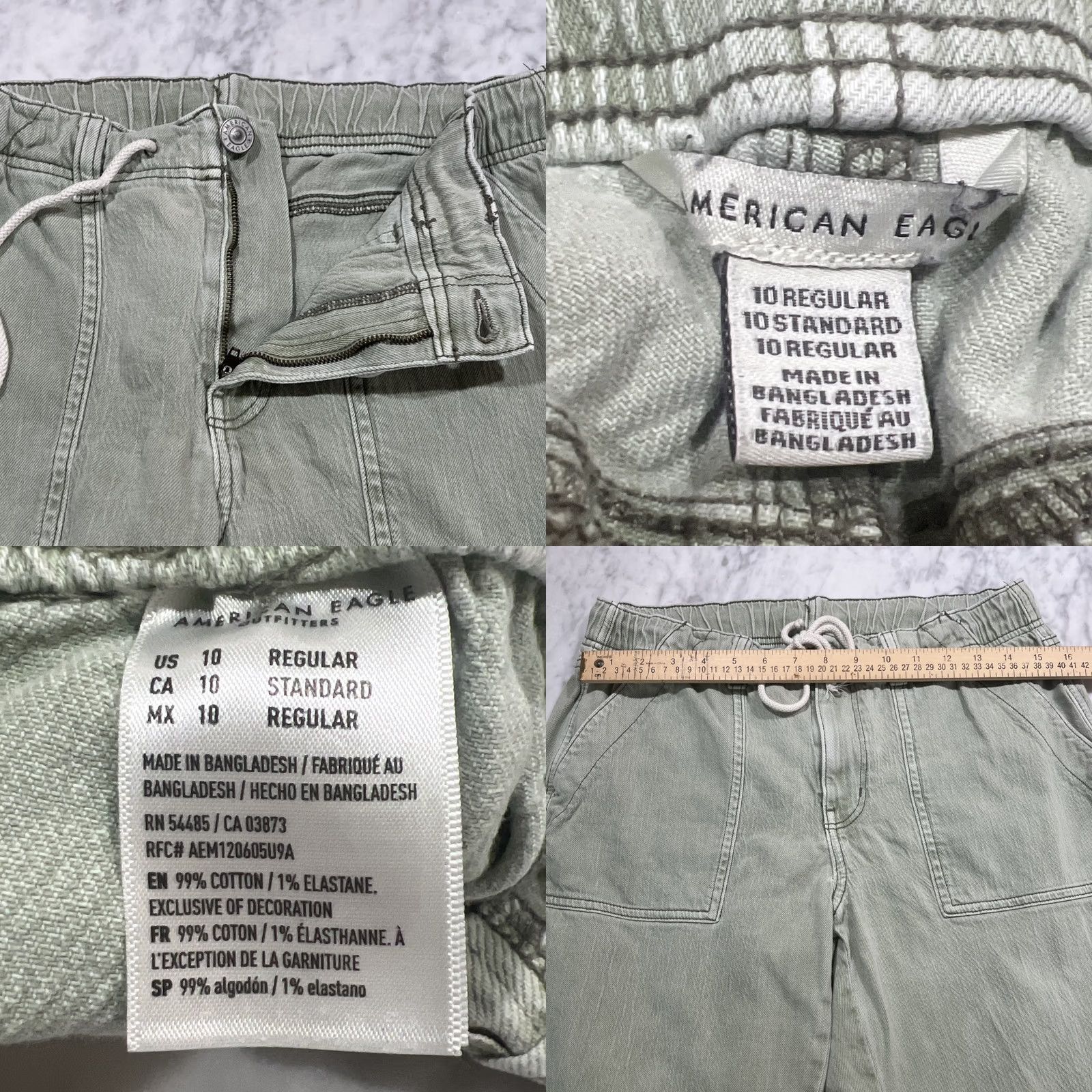 American Eagle Outfitters VINTAGE American Eagle Outfitters Women Pants 10 REGULAR Green Denim Jogger Drawstring 90s City Womens Size 32" / US 10 / IT 46 - 8 Thumbnail