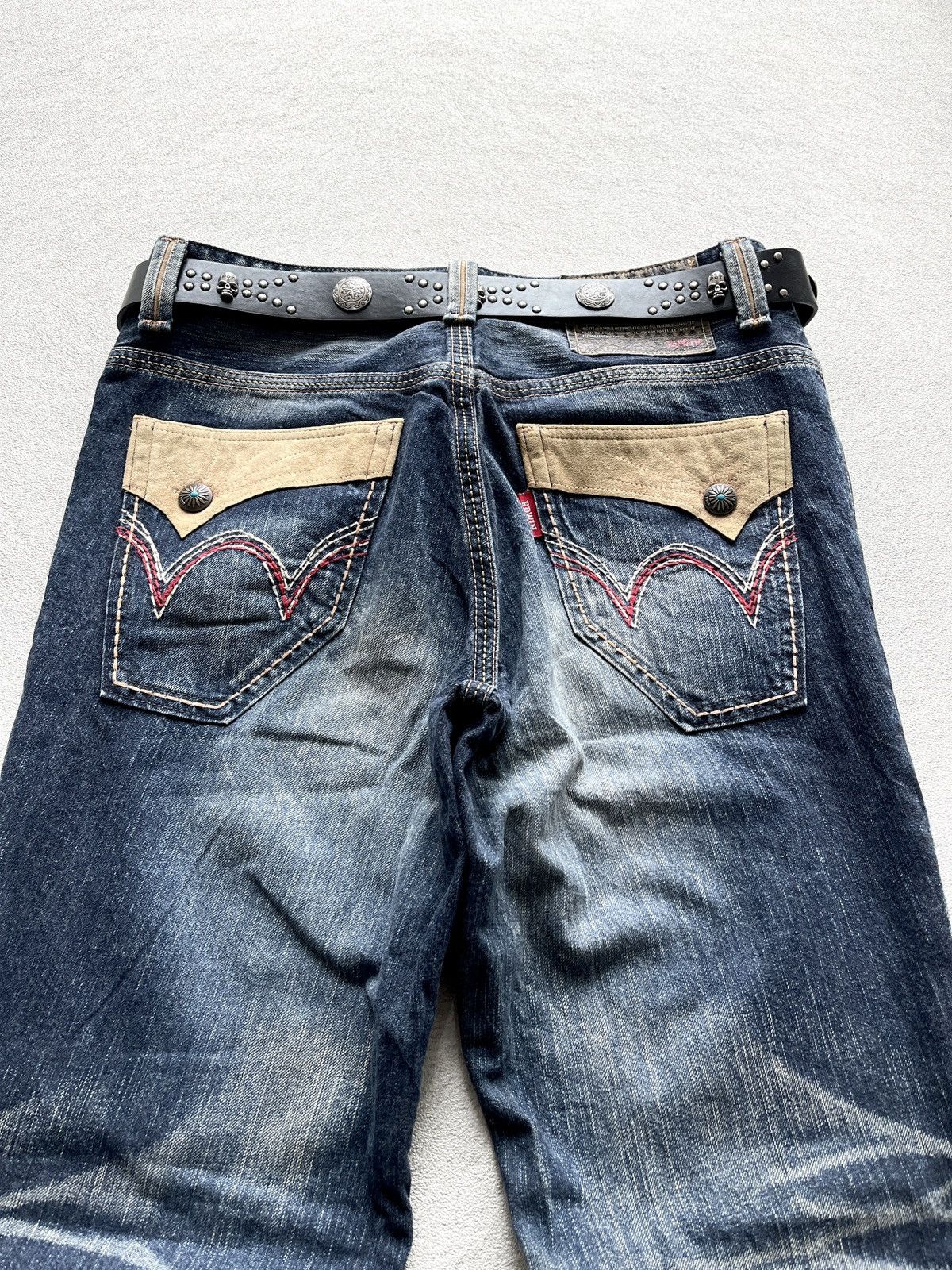 Number (N)ine 2000s Edwin XV Navajo Leather Cowboy Faded Flare Jeans Size US 36 / EU 52 - 10 Thumbnail