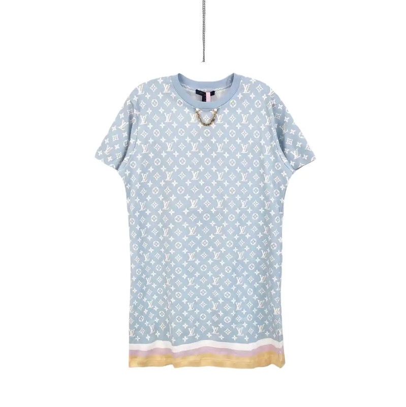 Louis Vuitton Louis Vuitton Light Blue Cotton Dress for Women 0089 Size S / US 4 / IT 40 - 1 Thumbnail
