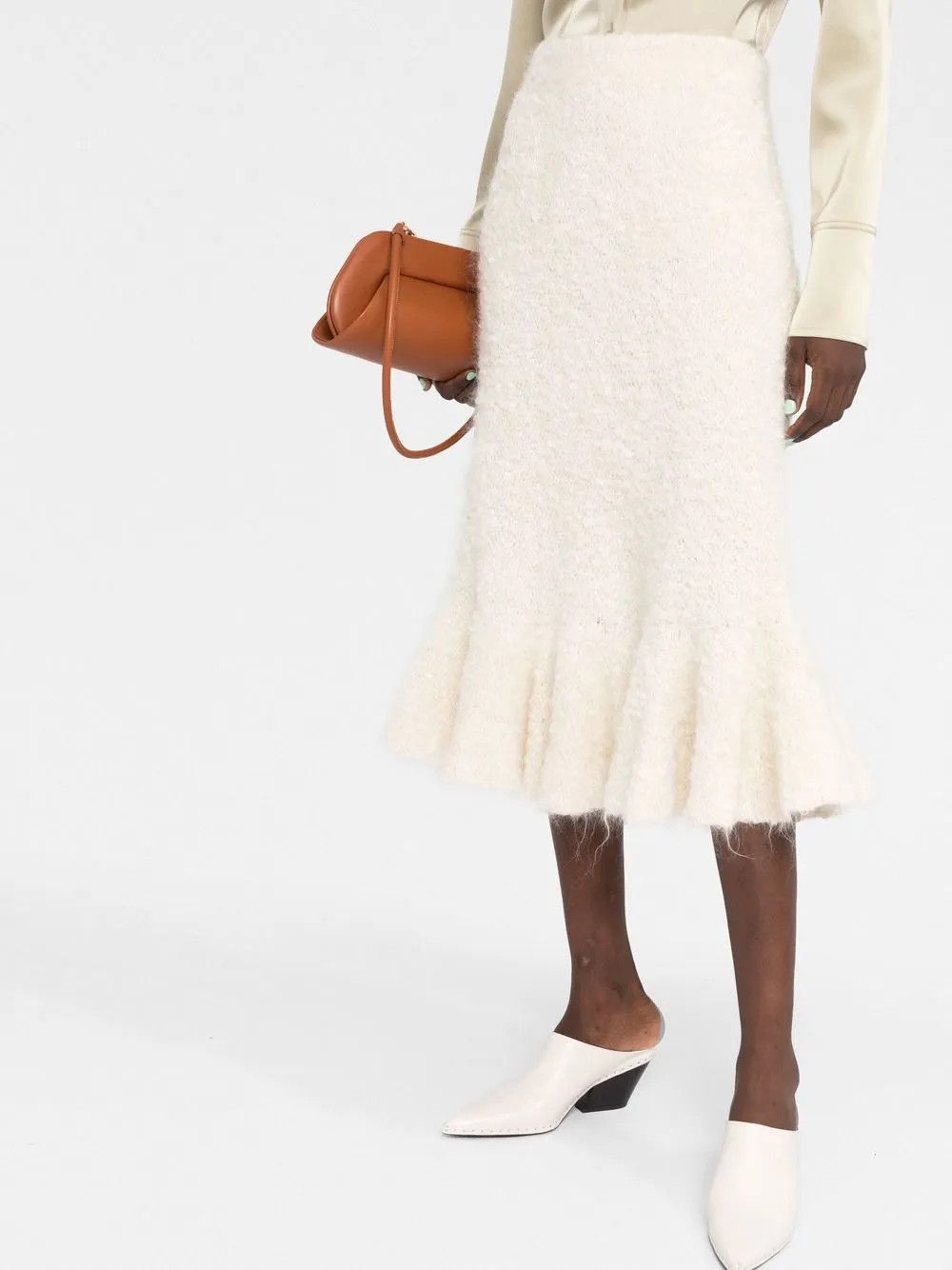 Jil Sander o1y1025 Midi Skirt in Ivory Size 27" / US 4 / IT 40 - 2 Thumbnail