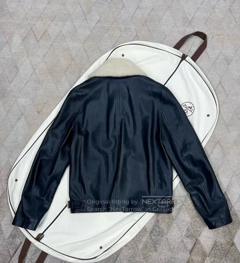 Hermes Hermes Autumn and winter fur-trimmed aviator leather jacke Size US M / EU 48-50 / 2 - 3 Thumbnail