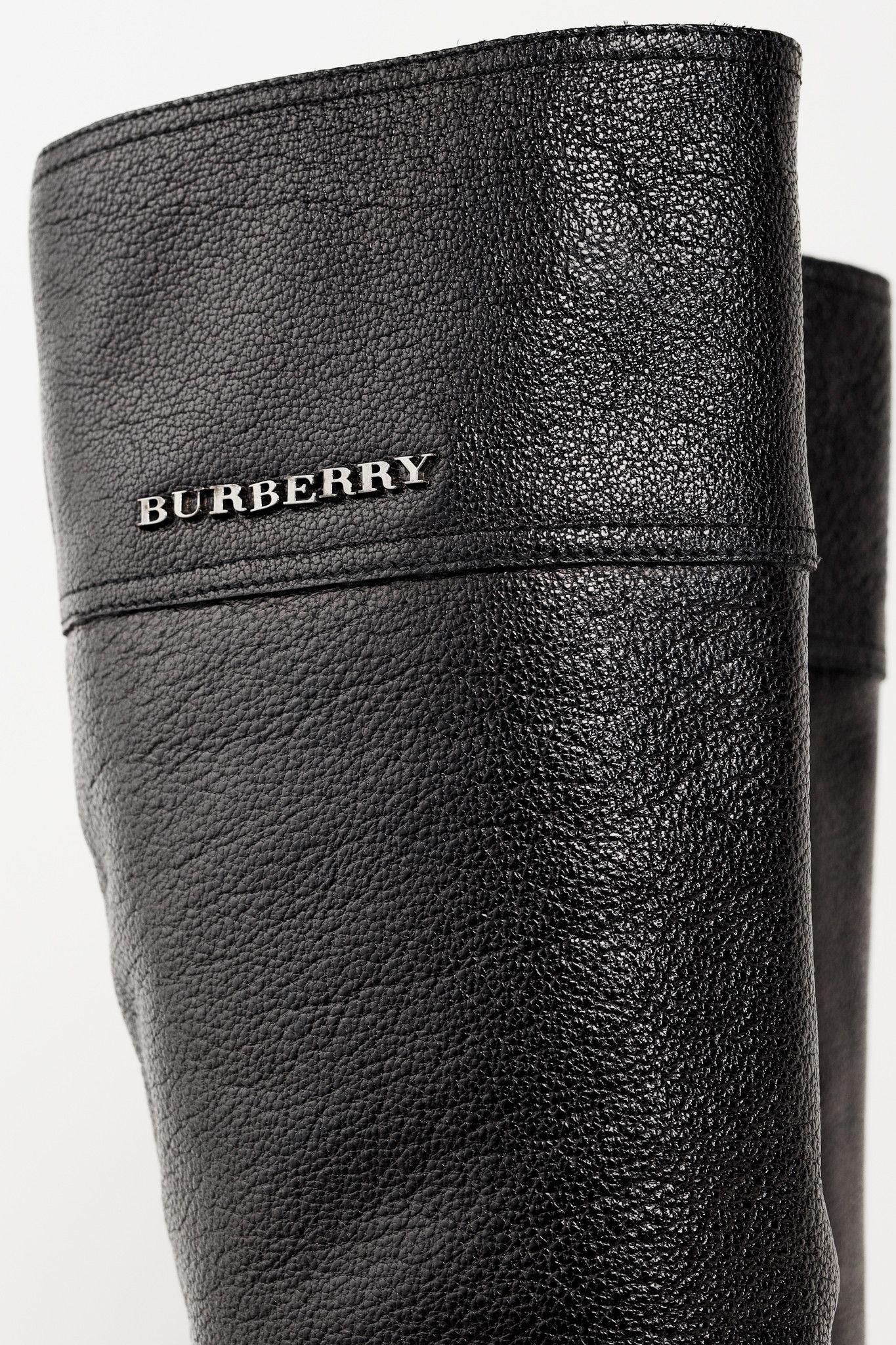 Burberry Burberry Black Grained Leather Buckled Riding Boots Size US 5.5 / IT 35.5 - 9 Thumbnail