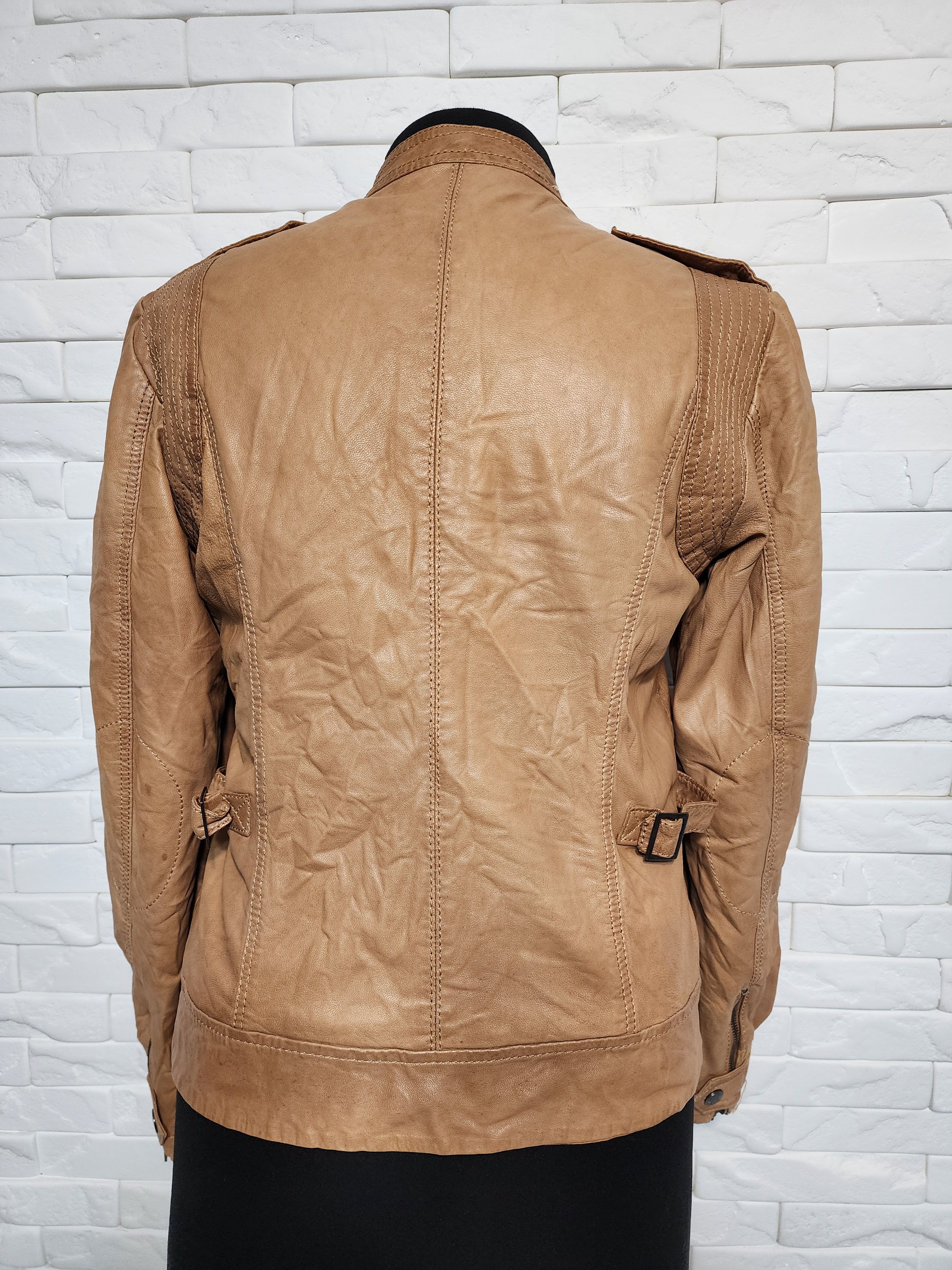 Designer Women's Brown Leather Sports Jacket Size L / US 10 / IT 46 - 4 Thumbnail