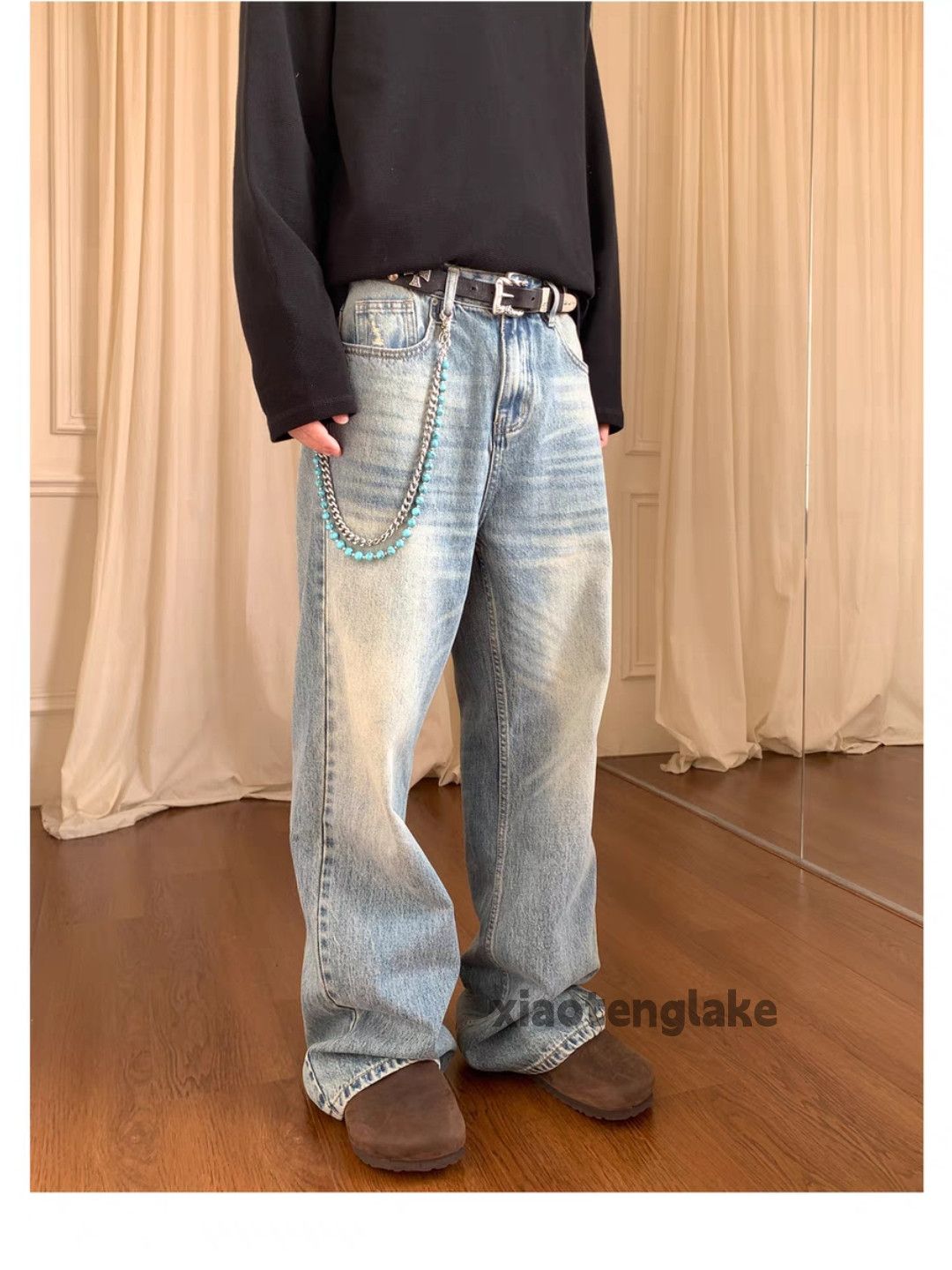 Jean Washed faded loose baggy hiphop yuppie flared jeans Size US 33 - 1 Thumbnail