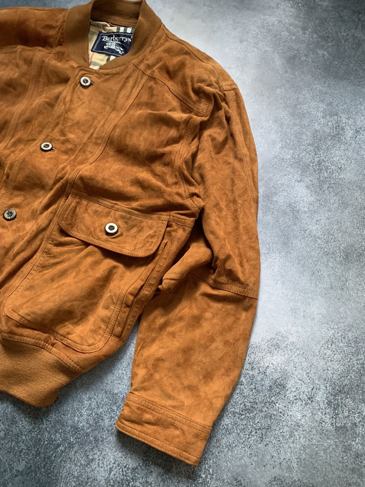Burberry × Vintage Vintage burberrys suede leather check brown bomber jacket Size US L / EU 52-54 / 3 - 3 Thumbnail