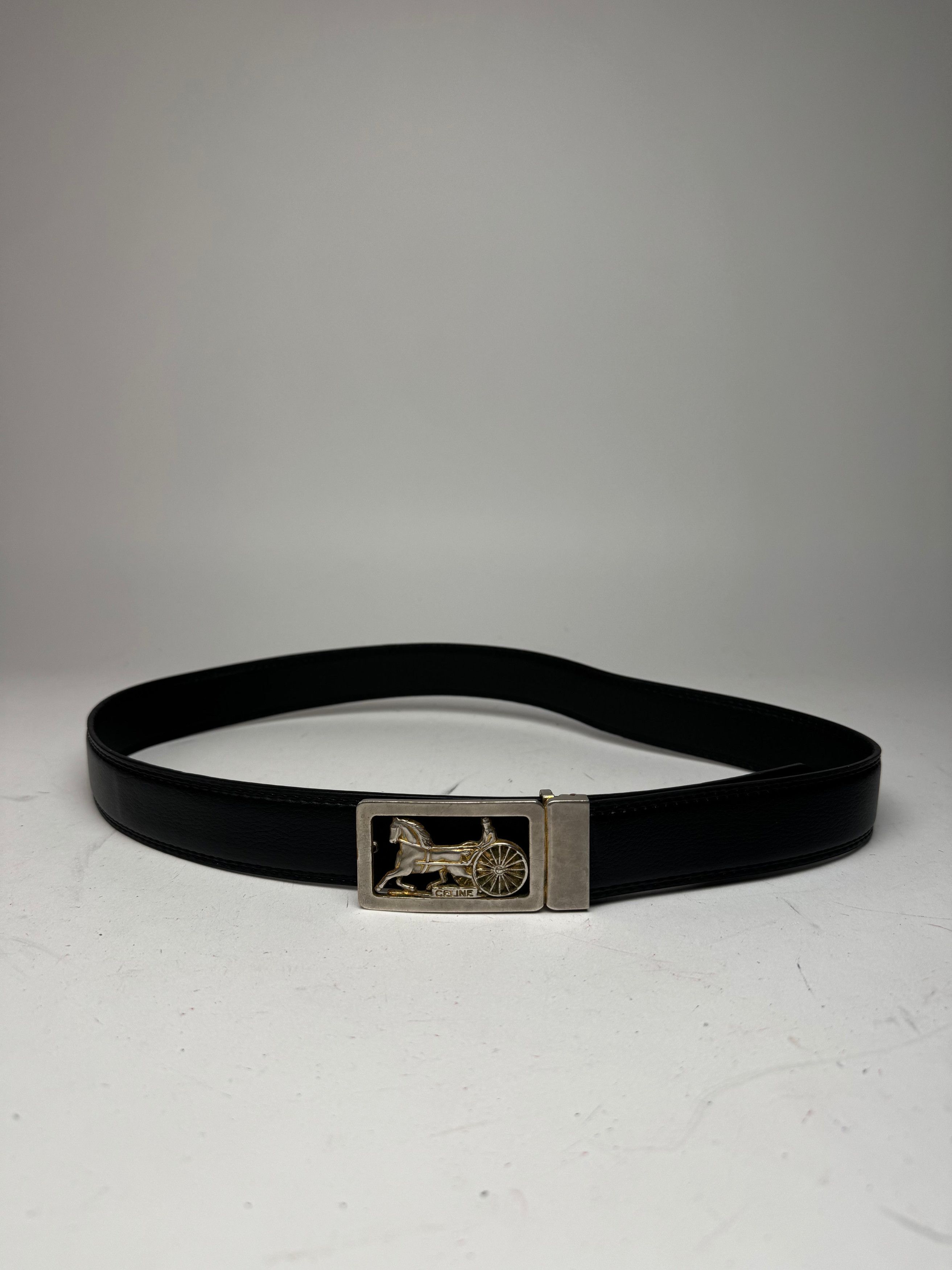 Celine Vintage Paris Carriage Logo belt black Size ONE SIZE - 1 Thumbnail