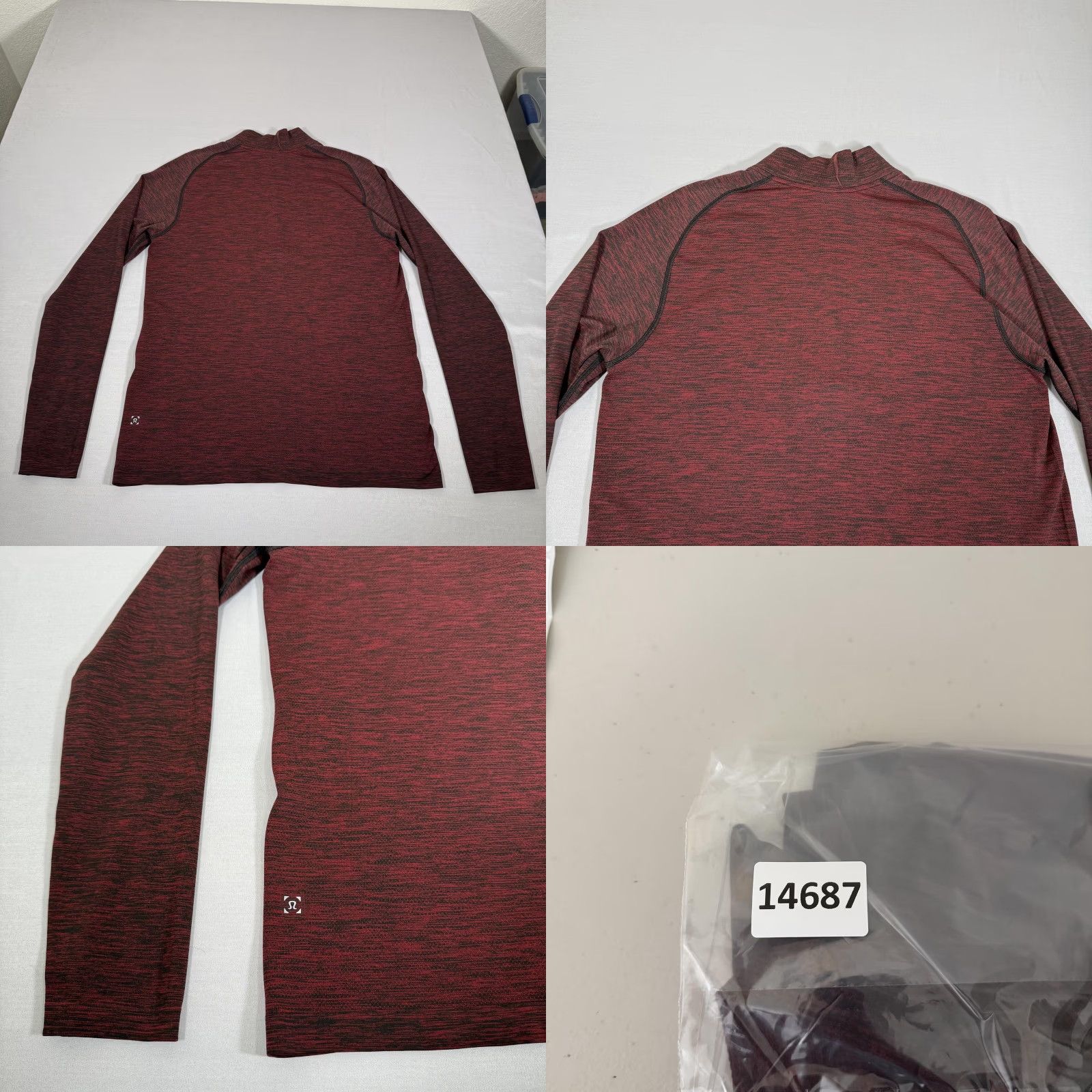 Lululemon Lululemon Mens Shirt Large Red Black Metal Vent Tech 1/4 Zip Long Sleeve Raglan Mock Neck Reflective Logo Size US L / EU 52-54 / 3 - 8 Thumbnail
