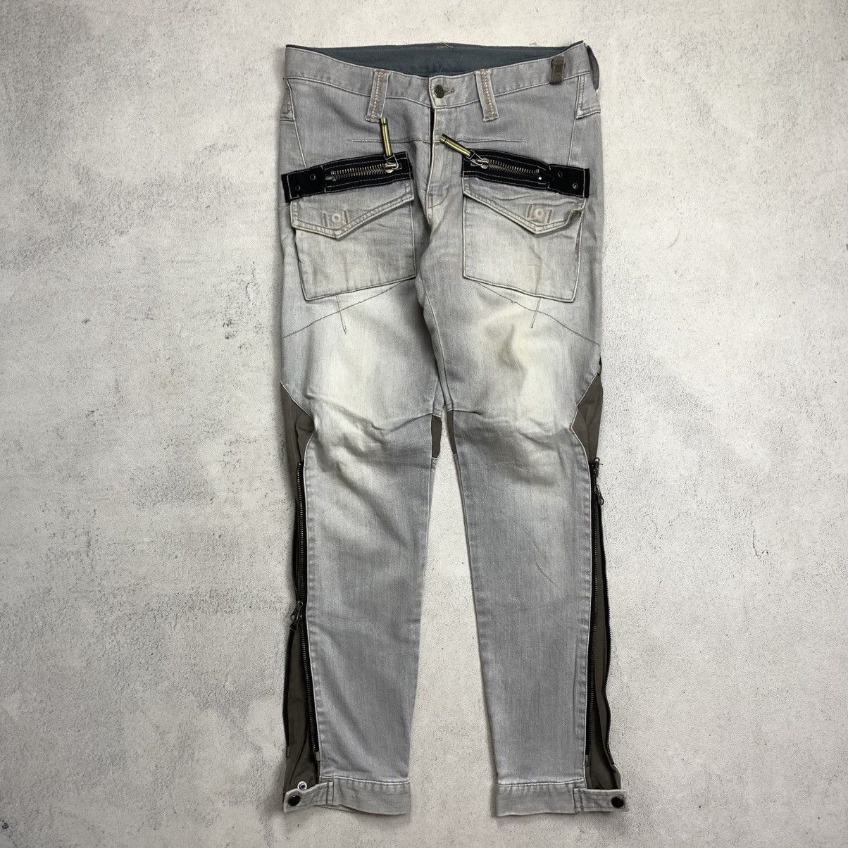 PPFM PPFM Multi Zipper Denim Biker Pants Size US 33 - 1 Thumbnail