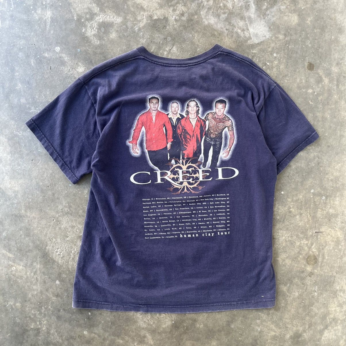 Band Tees Vintage 90s Creed T-Shirt | Rare 2002 Human Clay Tour Grunge Size US XL / EU 56 / 4 - 1 Thumbnail