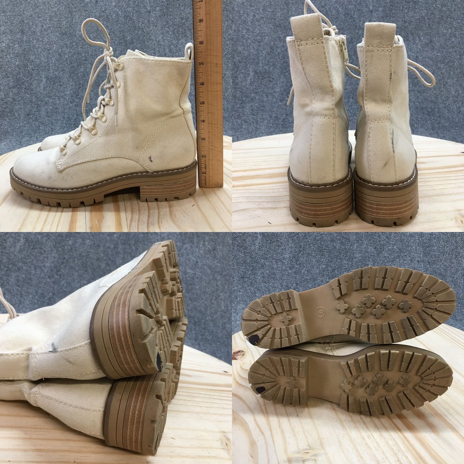 Vintage Universal Thread Boots Womens 9 Parker Lace Up Zip Ankle Bootie Cream Fabric Bootie Size US 9 / IT 39 - 9 Thumbnail
