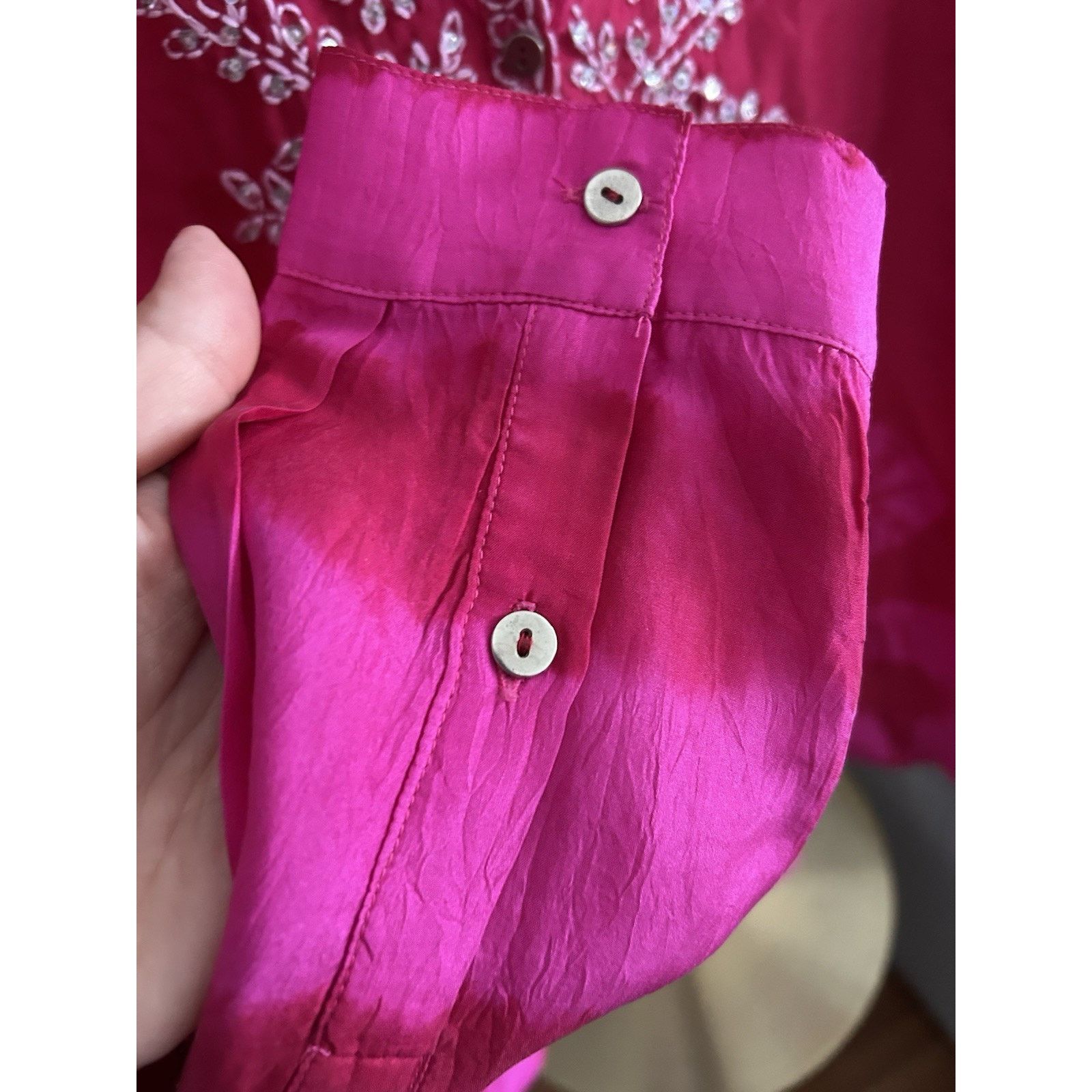 Soft Surroundings SOFT SURROUNDINGS Silk Pink Tie Dye Tunic M Boho Embrodery Size M / US 6-8 / IT 42-44 - 4 Thumbnail