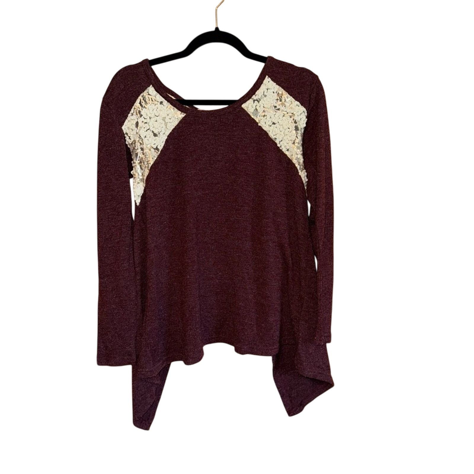 Other a’reve Elegant Burgundy Lace Accent Top Size S / US 4 / IT 40 - 1 Thumbnail