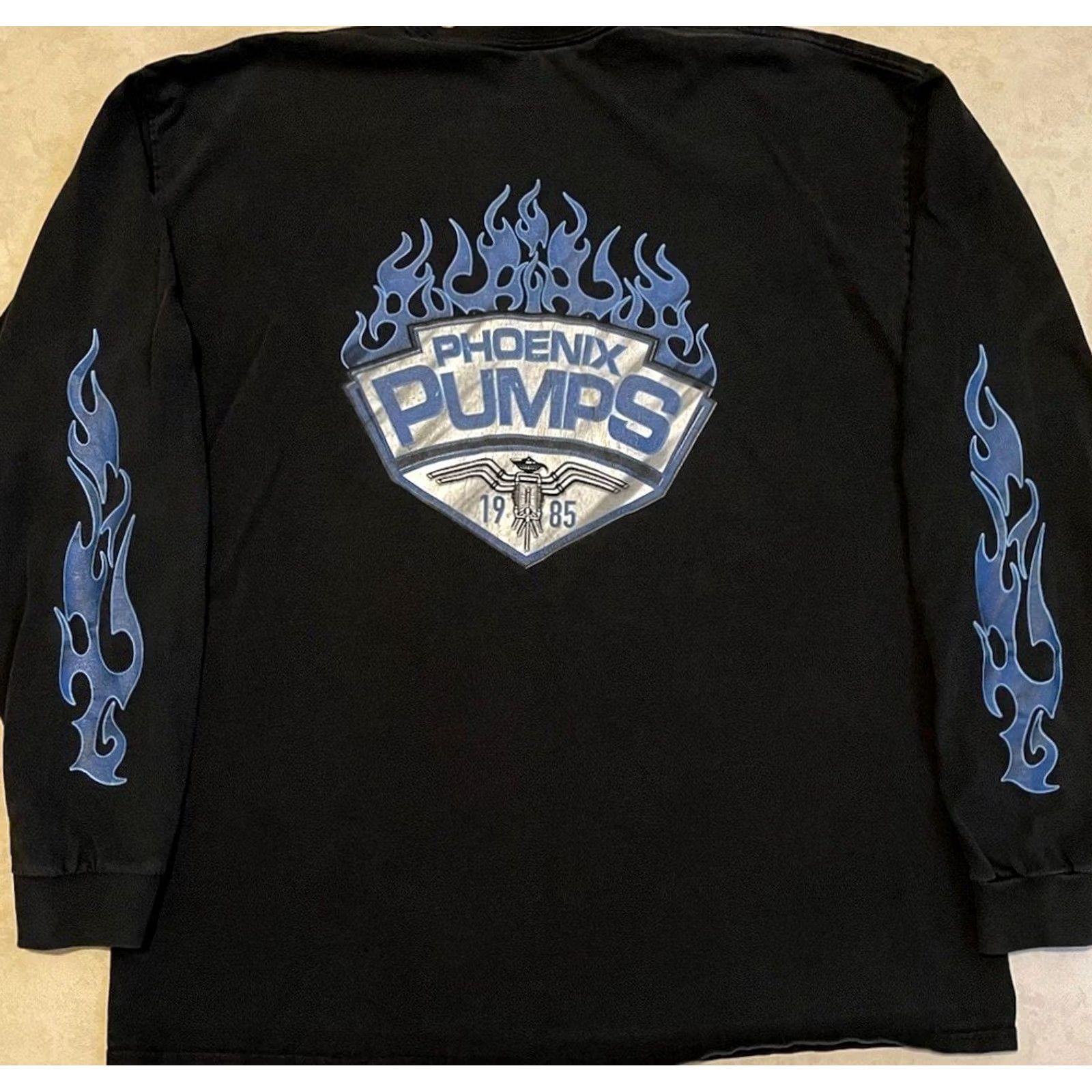JNCO VINTAGE Phoenix Faded Flame Shirt XXL Black Mens T-Shirt Long Sleeve Crew Neck 2XL Harley Skate Punk Biker 90s 80s Jnco Retro Size US XXL / EU 58 / 5 - 2 Thumbnail