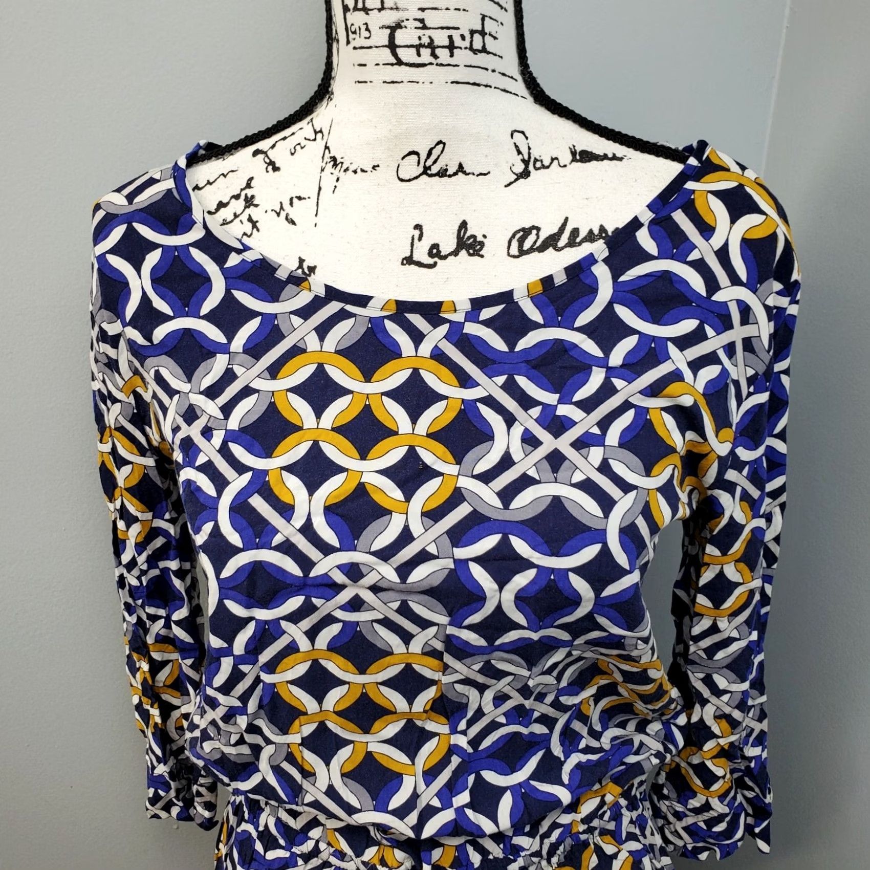 Banana Republic Banana Republic Mini Dress Women S Multicolor Geometric Boat Neck Cinch Tie Waist dress Size S / US 4 / IT 40 - 3 Thumbnail