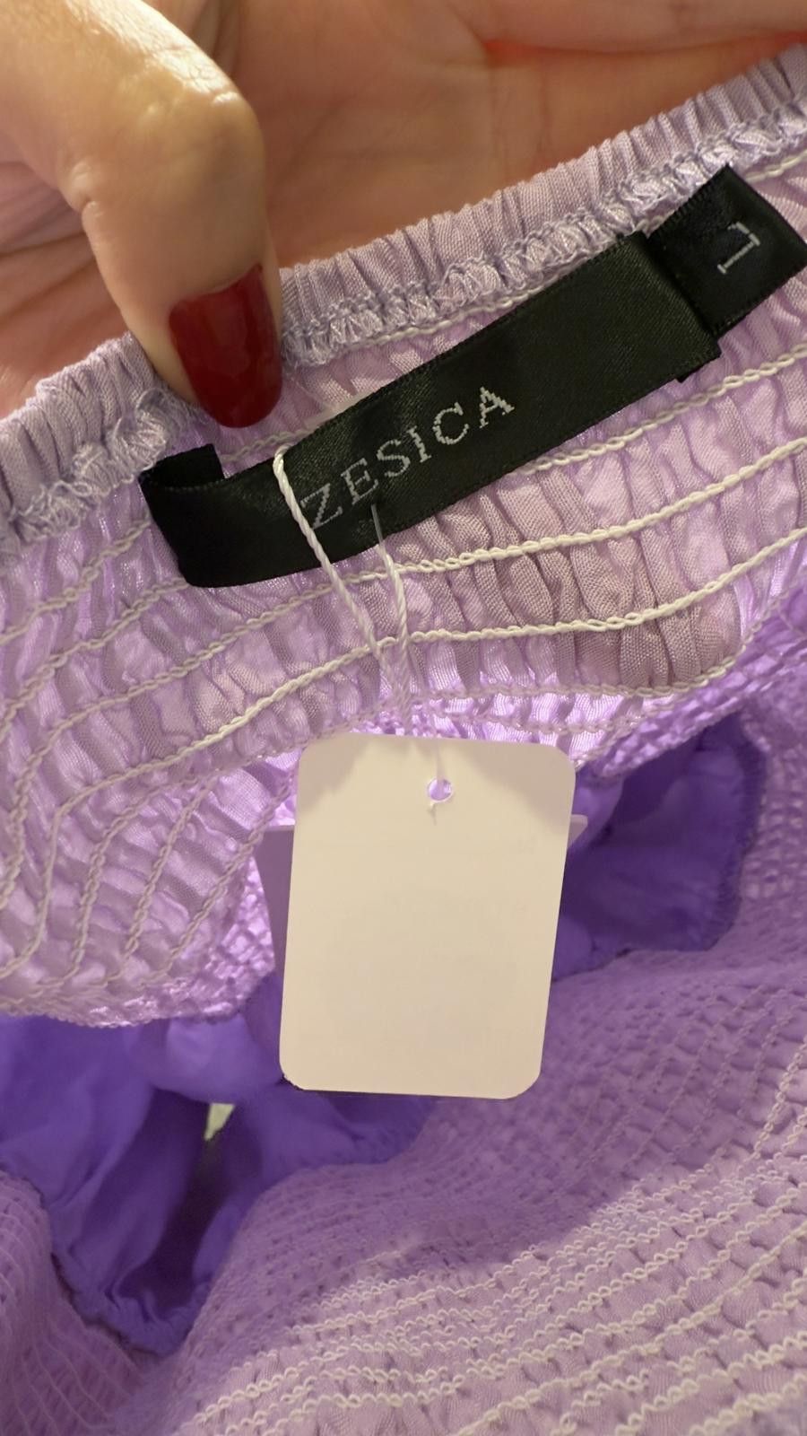 Designer Zesica Women's Lilac Puff Sleeve Dress size L Size L / US 10 / IT 46 - 3 Thumbnail