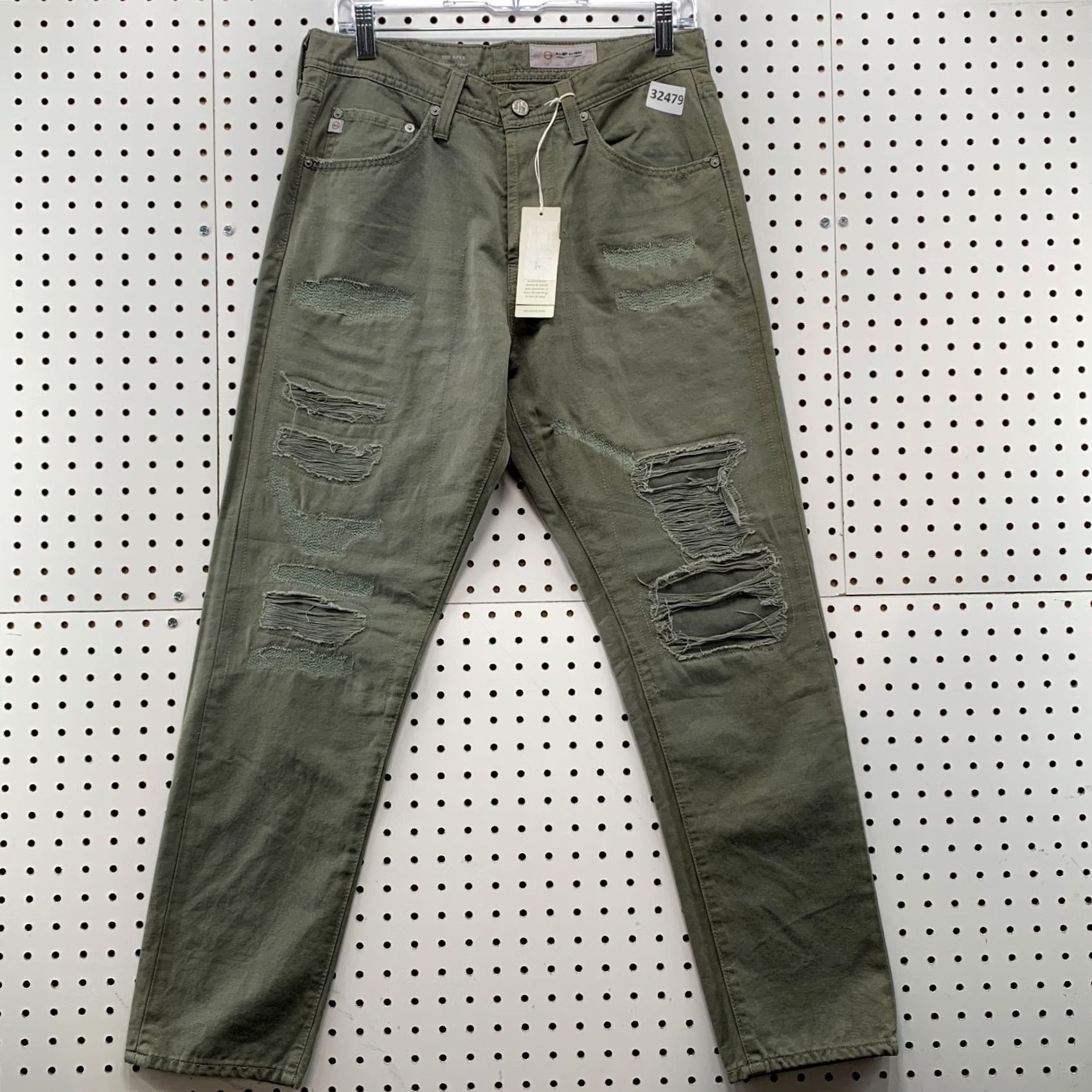 Denime AG Adriano Goldschmied Jeans Green Distressed 30x28.5 Denim Slim Mens Jeans Size US 29 - 5 Thumbnail