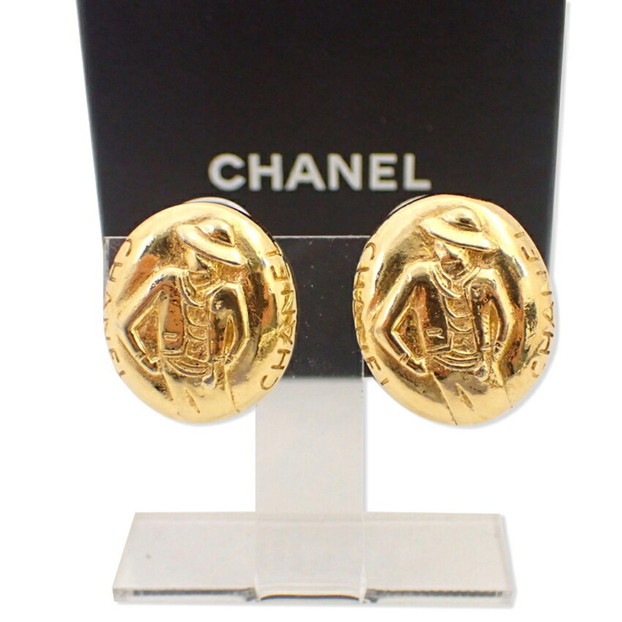 Chanel CHANEL Mademoiselle Gold-Plated Earrings j92-13 Size ONE SIZE - 1 Thumbnail