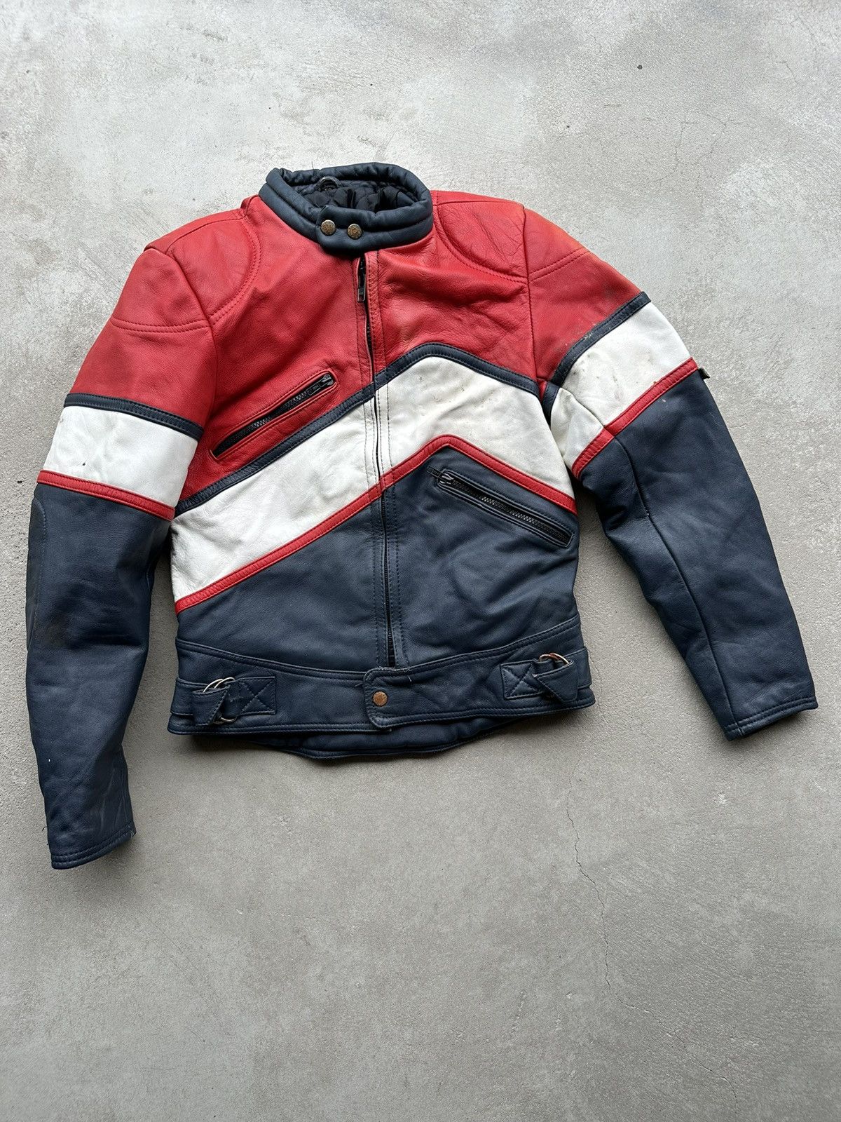 image of Leather Jacket x Racing Vintage Genuine Leather High Quality Racing Jacket Hype, Men's (Size Small)