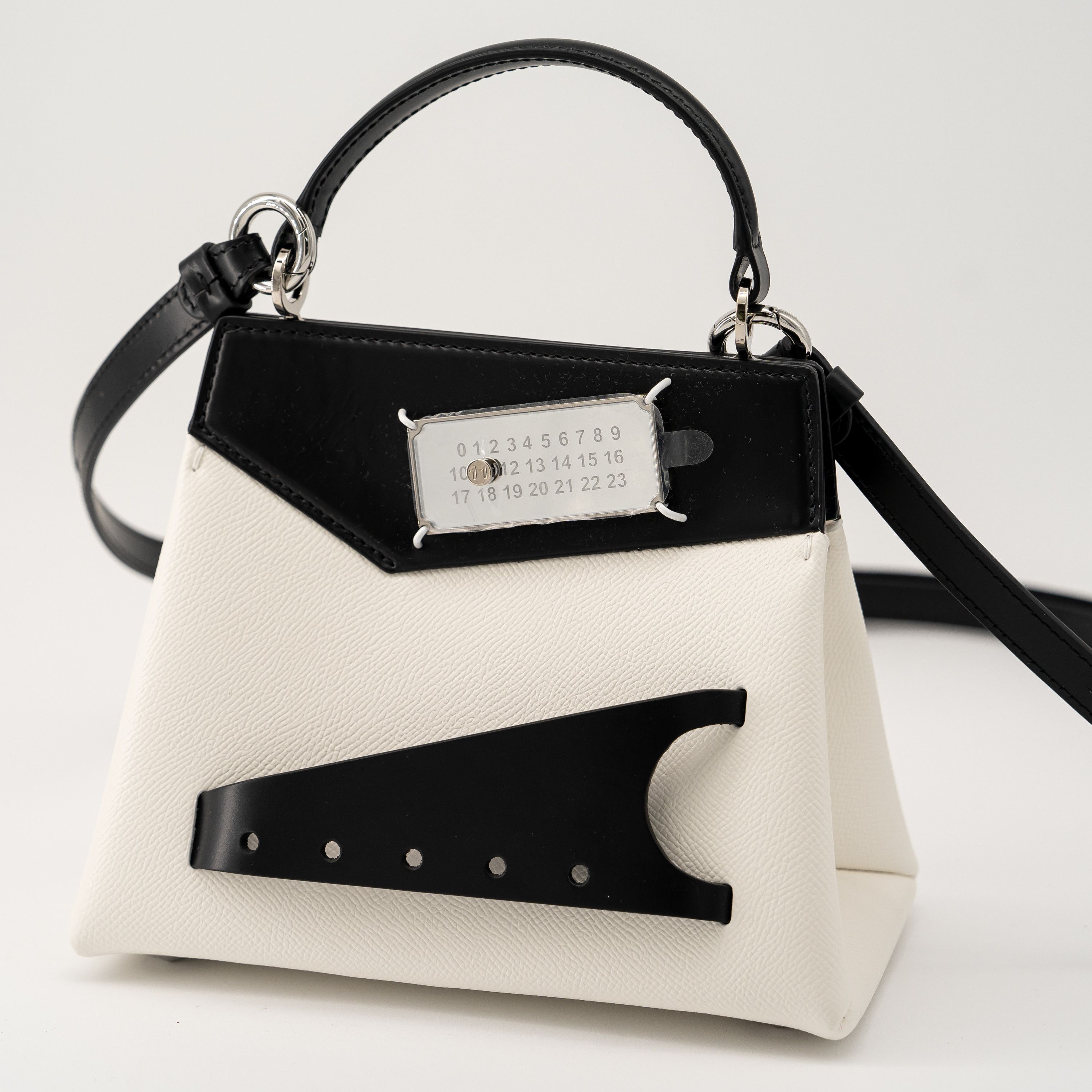 Maison Margiela Snatched Small Top Handle Bag Black White, Women's