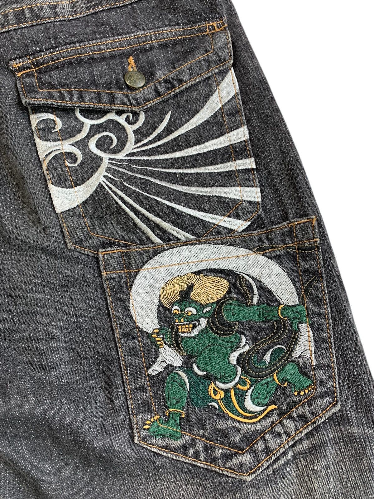Japanese Brand Karakuri Tamashi Oni Embroidered Multipocket Denim Size US 34 / EU 50 - 11 Thumbnail