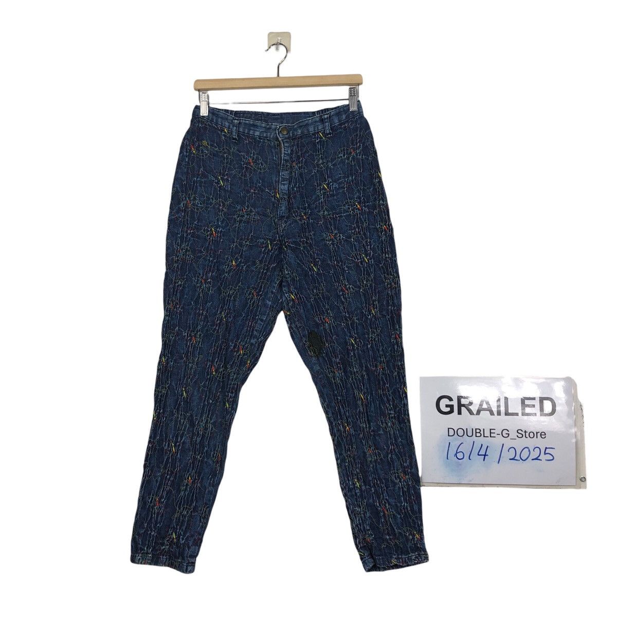 Japanese Brand 📌Vintage Denim Jeans Colourful Quilted Design Size 28" / US 6 / IT 42 - 1 Thumbnail