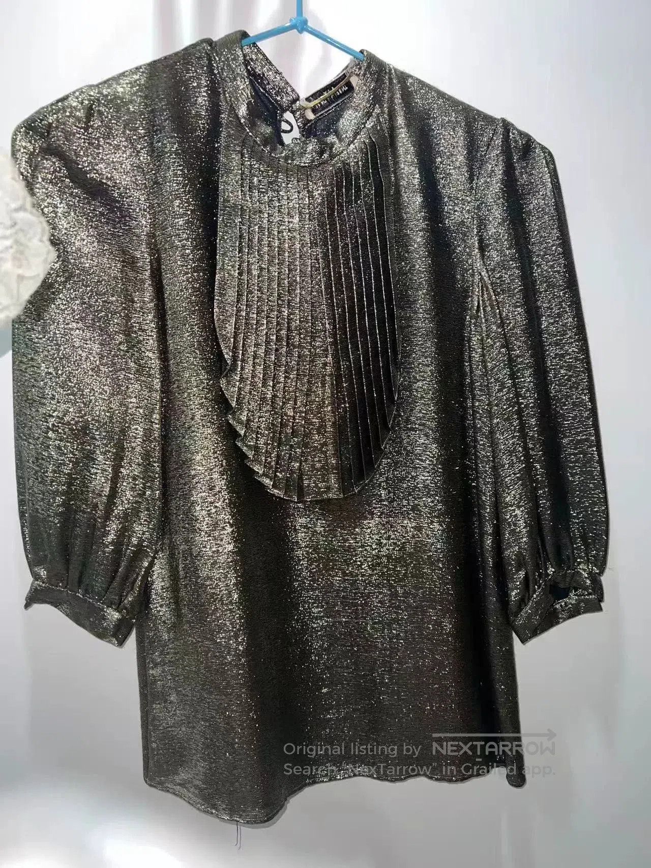 Saint Laurent Paris Saint Laurent Metallic Gold Pleated Blouse. Size M / US 6-8 / IT 42-44 - 2 Thumbnail