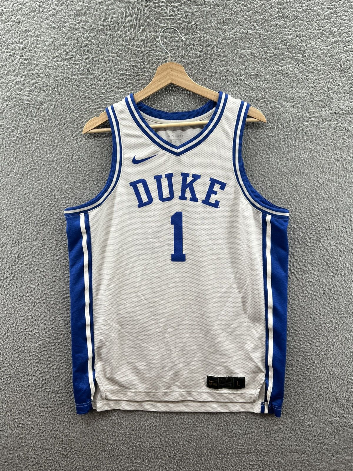 Nike Nike Duke Blue Devils #1 White Blue Jersey Large BV2584-102 Size US L / EU 52-54 / 3 - 1 Thumbnail