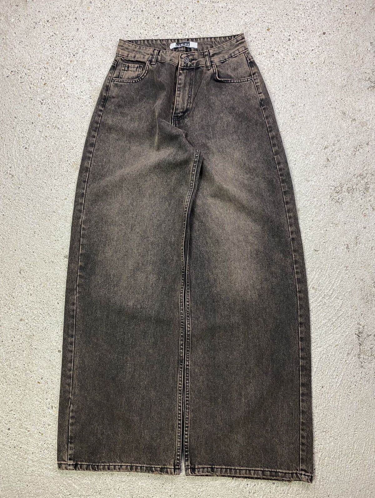 Vintage Lumina denim jeans brown autumn grey wide leg baggy fit Size 28" / US 6 / IT 42 - 1 Thumbnail
