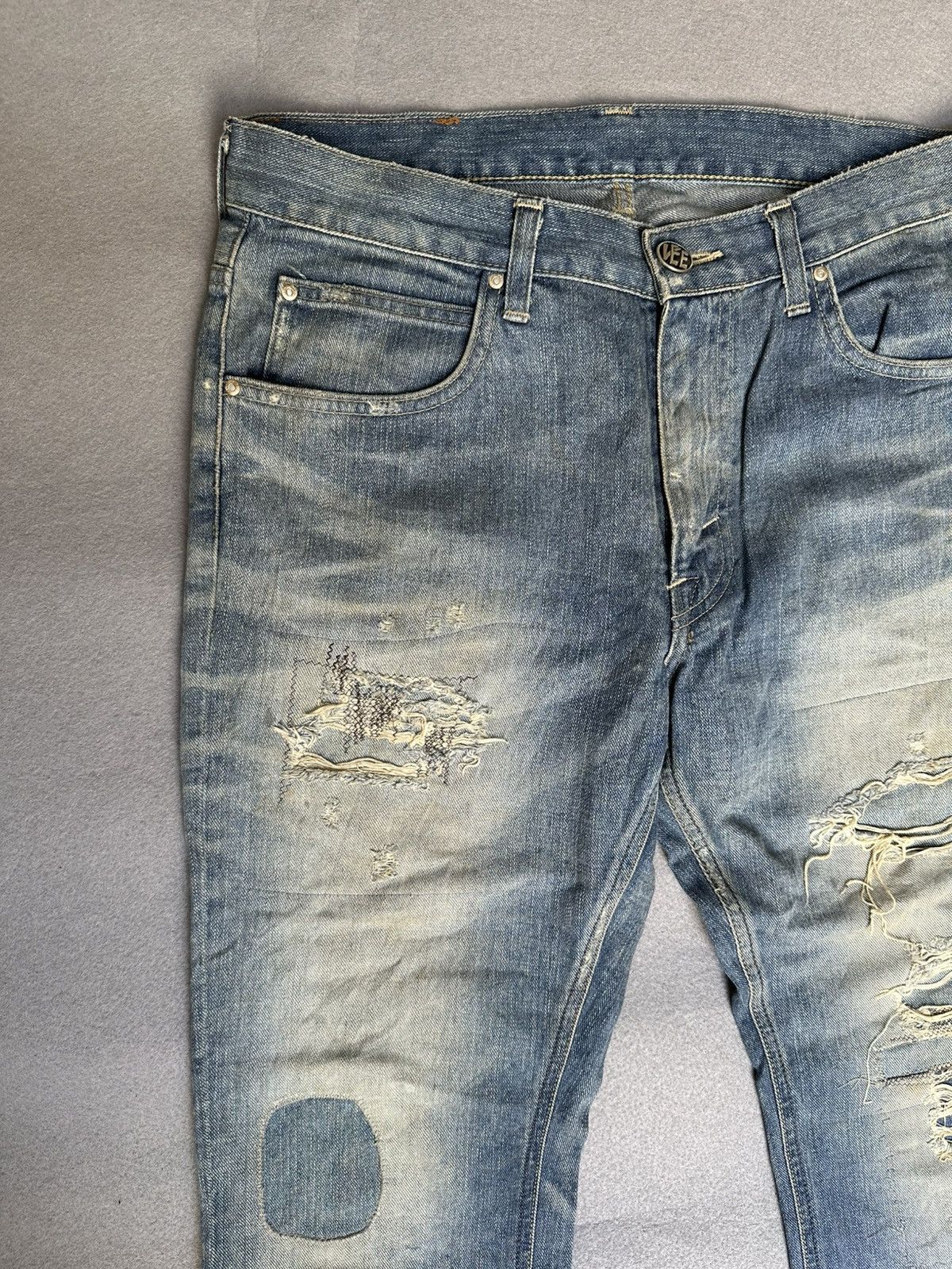 Japanese Brand FLARE Lee Distressed Design Denim Size US 32 / EU 48 - 9 Thumbnail