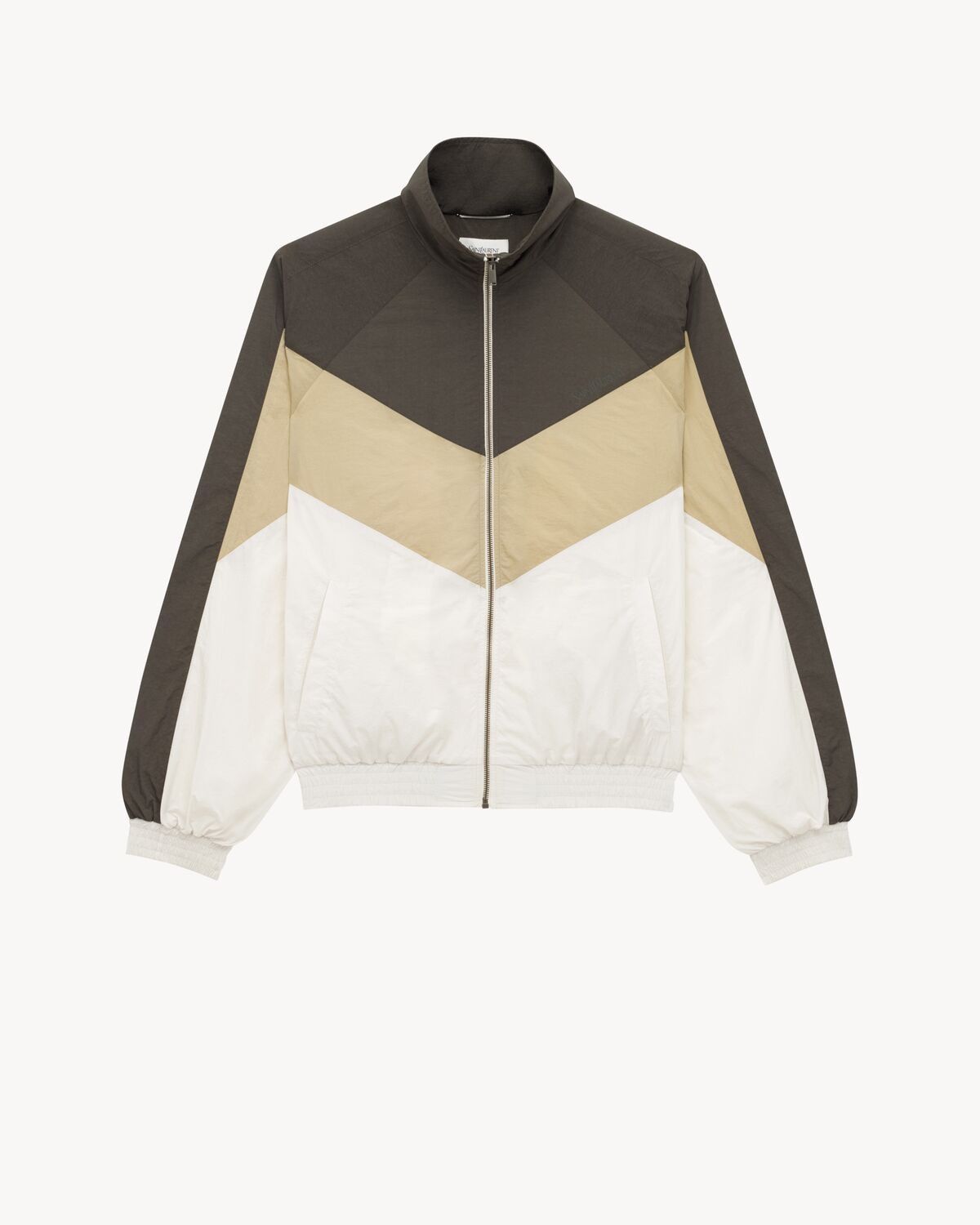 SAINT LAURENT TEDDY JACKET IN CRINKLED NYLON