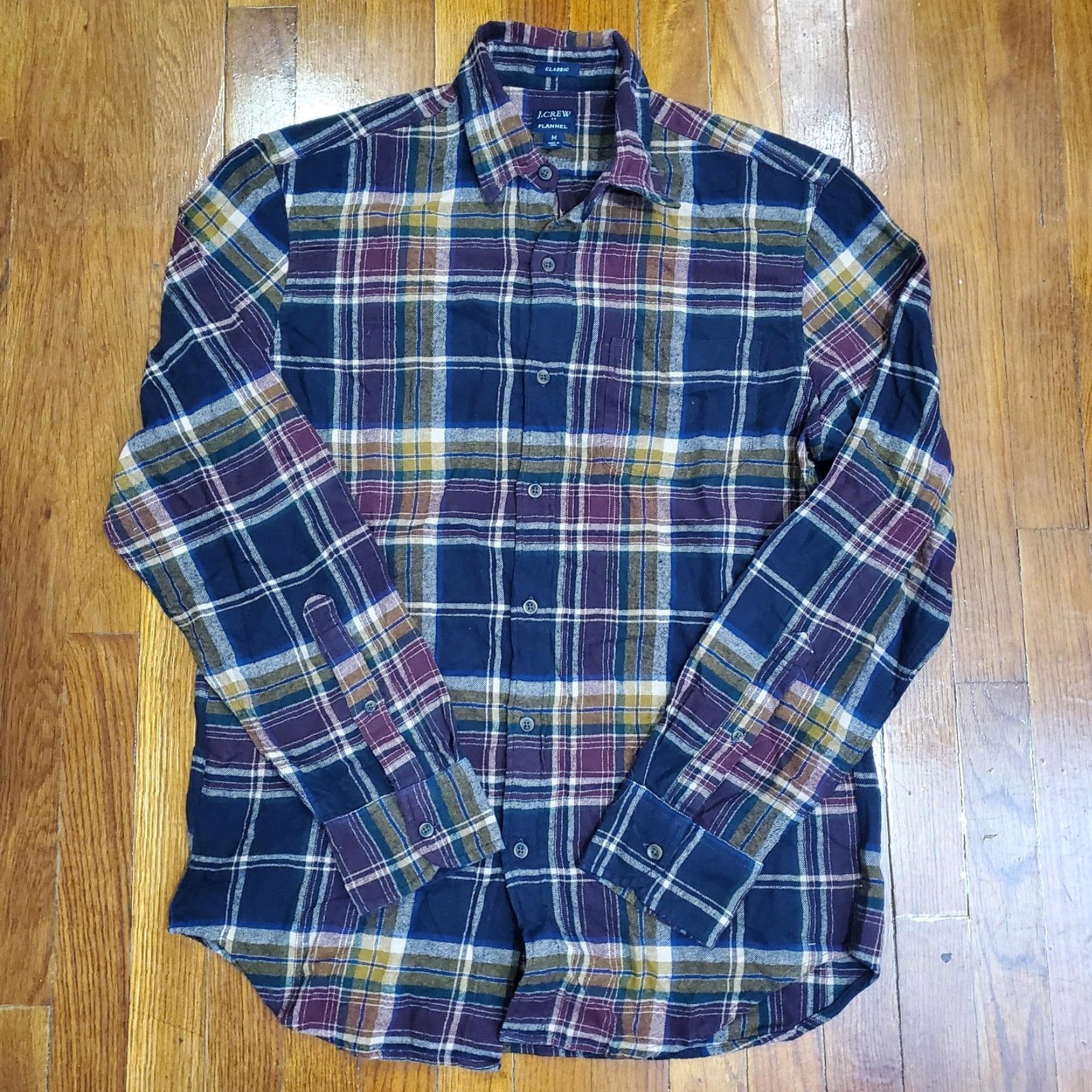 J.Crew J.Crew Flannel Shirt Mens M Navy Burgundy Plaid Button-Down Classic Fit Shirt Size US M / EU 48-50 / 2 - 2 Thumbnail