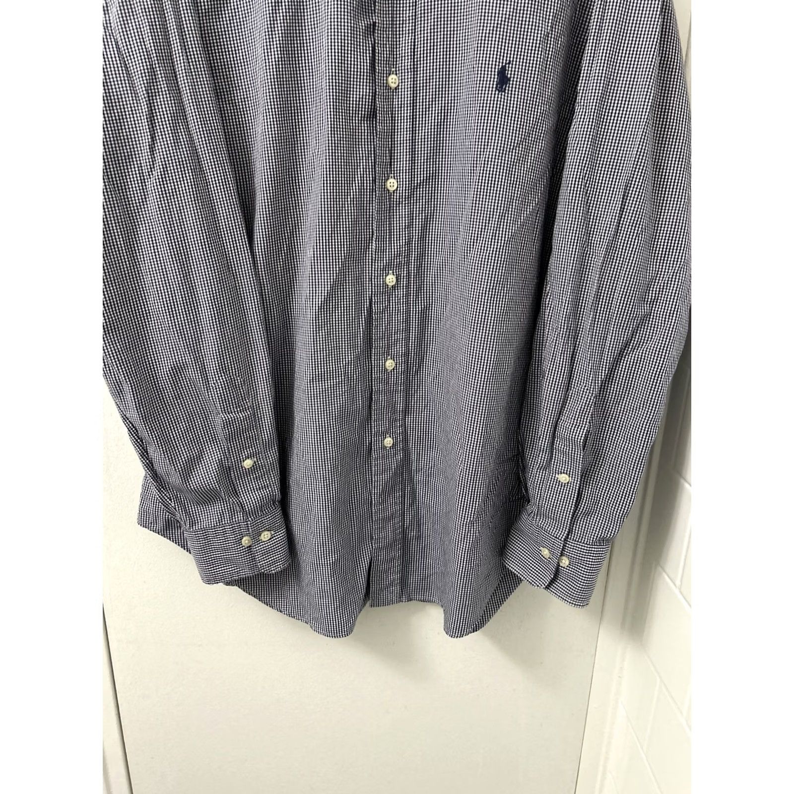 Polo Ralph Lauren VINTAGE Polo Ralph Lauren Philip Shirt Mens 16.5 Blue White Plaid Button Up L/S Dress Shirt Size US XL / EU 56 / 4 - 3 Thumbnail