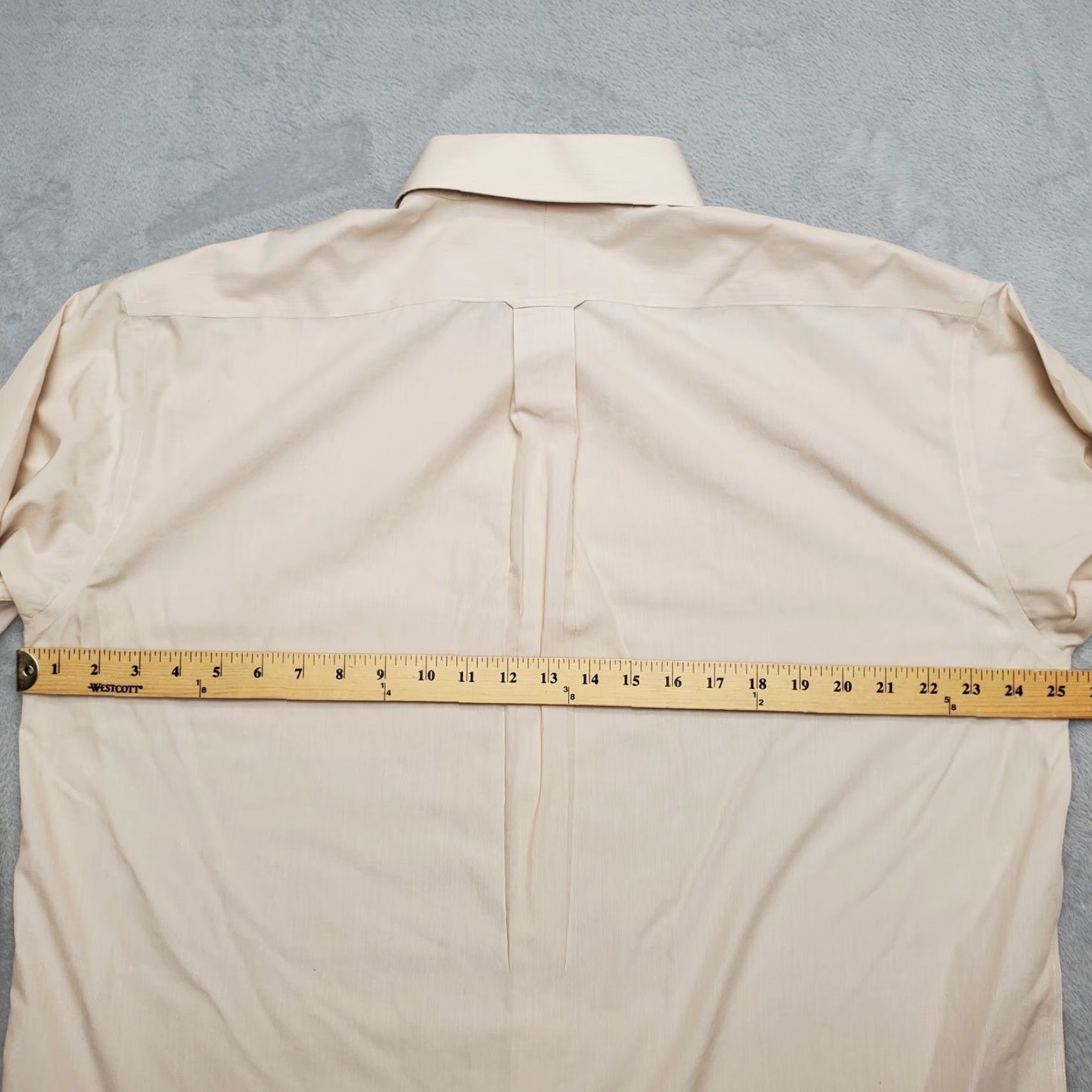 Roundtree & Yorke VINTAGE Gold Label Shirt Mens 16.5 34 Peach Striped 100% Cotton Poplin Non Iron EZ Wash Size US S / EU 44-46 / 1 - 8 Thumbnail