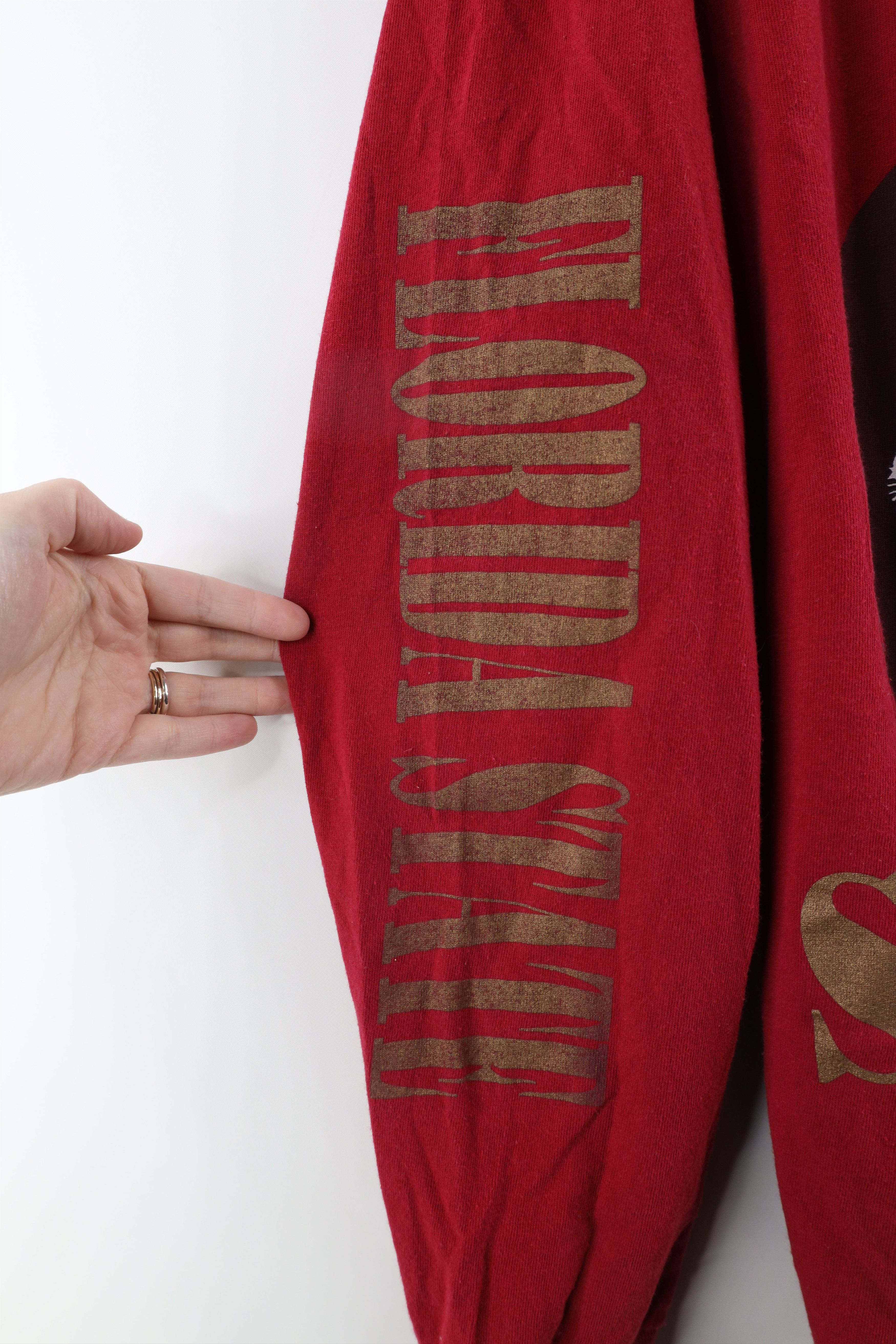Vintage Vintage 90s University Long Sleeve T-Shirt Red Cotton USA Size US L / EU 52-54 / 3 - 4 Thumbnail