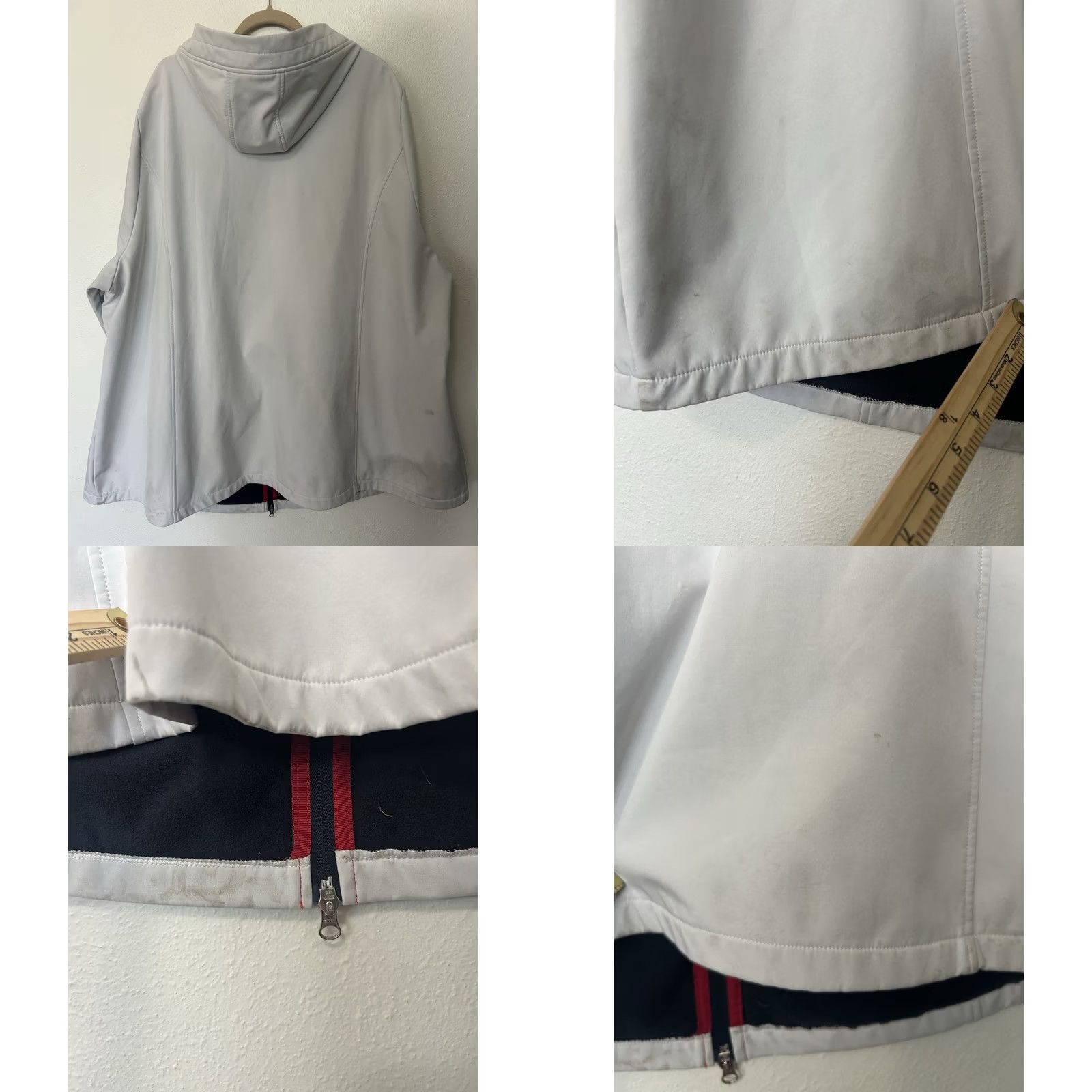 Vintage Ulla Popken Hooded Softshell Rain Jacket Plus Size 32/34 Beige Grey Zip Pockets Windproof Water Resistant Lined Coat Women Size XXS / US 00 / IT 34 - 9 Thumbnail