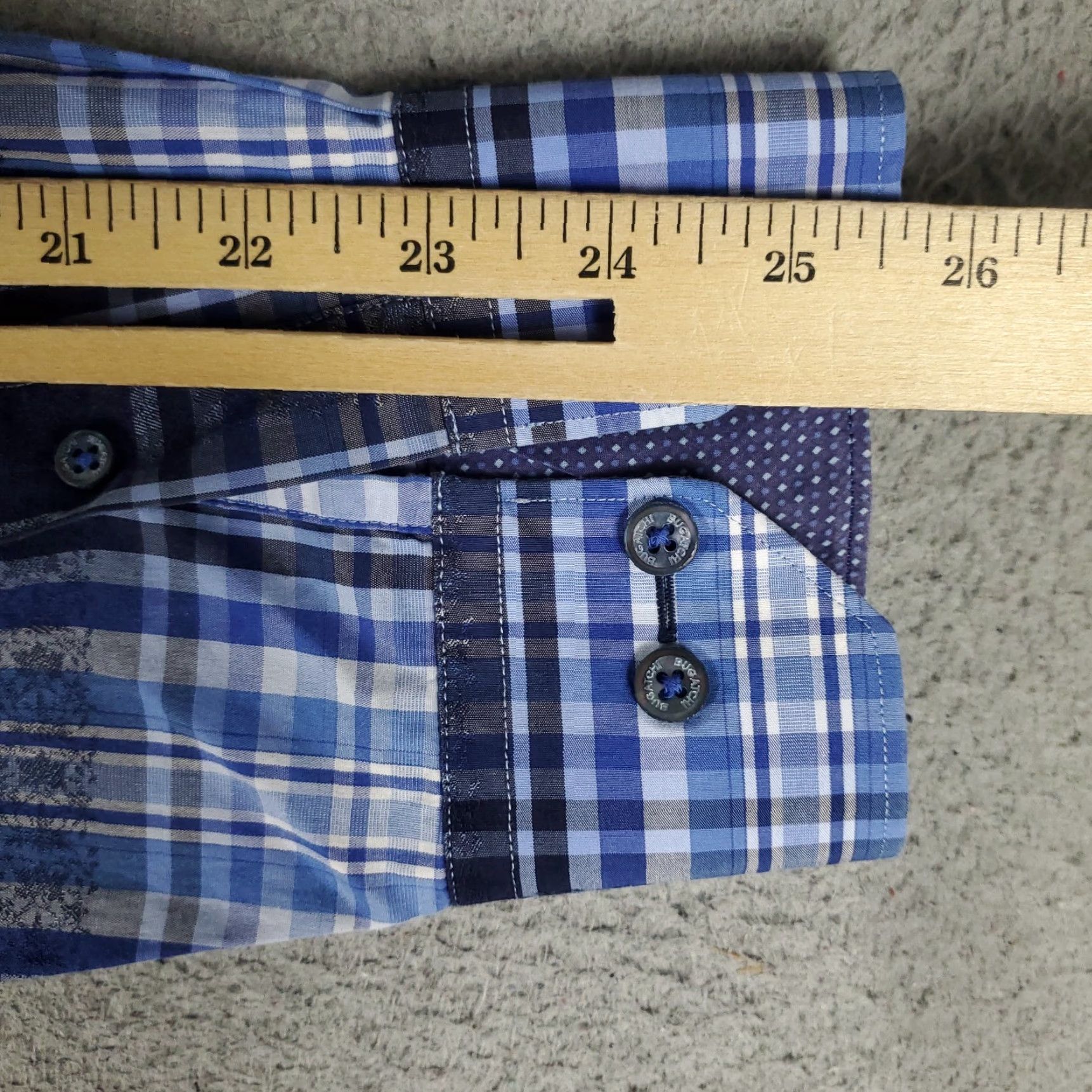 BUGATCHI Bugatchi Mens Shirt Blue Plaid Button-Up Long Sleeve Large Size US L / EU 52-54 / 3 - 6 Thumbnail