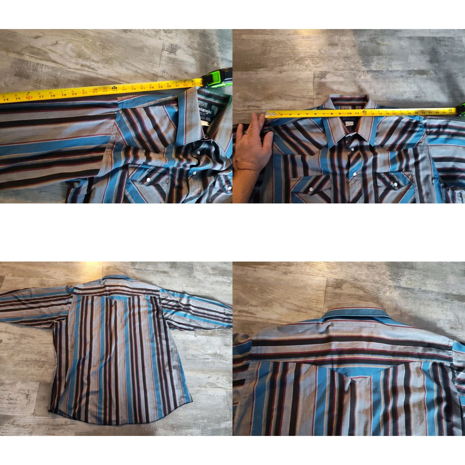 Wrangler VINTAGE Wrangler Pearl Snap Shirt Mens 18X36 X-Long Tail Plaid Blue Multi USA Cowboy Cut Shirt Mens Size US XXL / EU 58 / 5 - 9 Thumbnail
