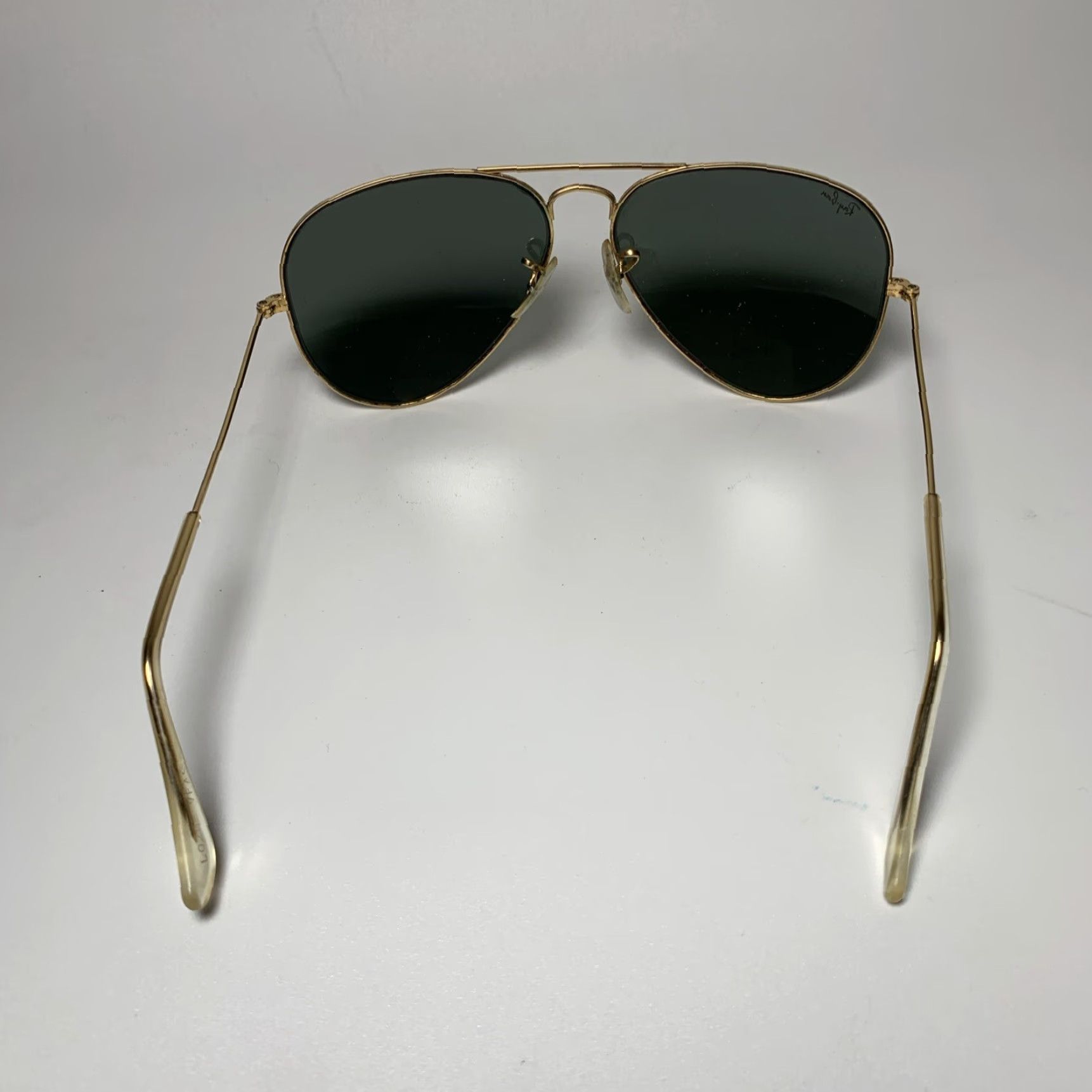 Vintage VINTAGE Ray-Ban Aviator Sunglasses Men 58 14 Gold Frame Green Lens Case Size ONE SIZE - 4 Thumbnail