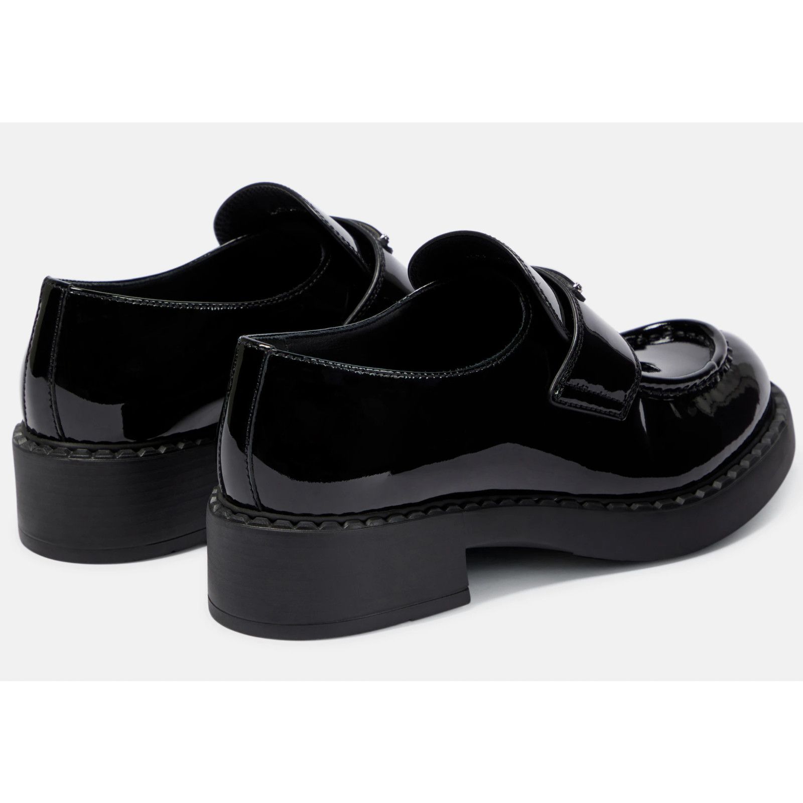 Prada Prada Chocolate Black Patent Leather Silver Logo Platform Size US 6 / IT 36 - 17 Thumbnail