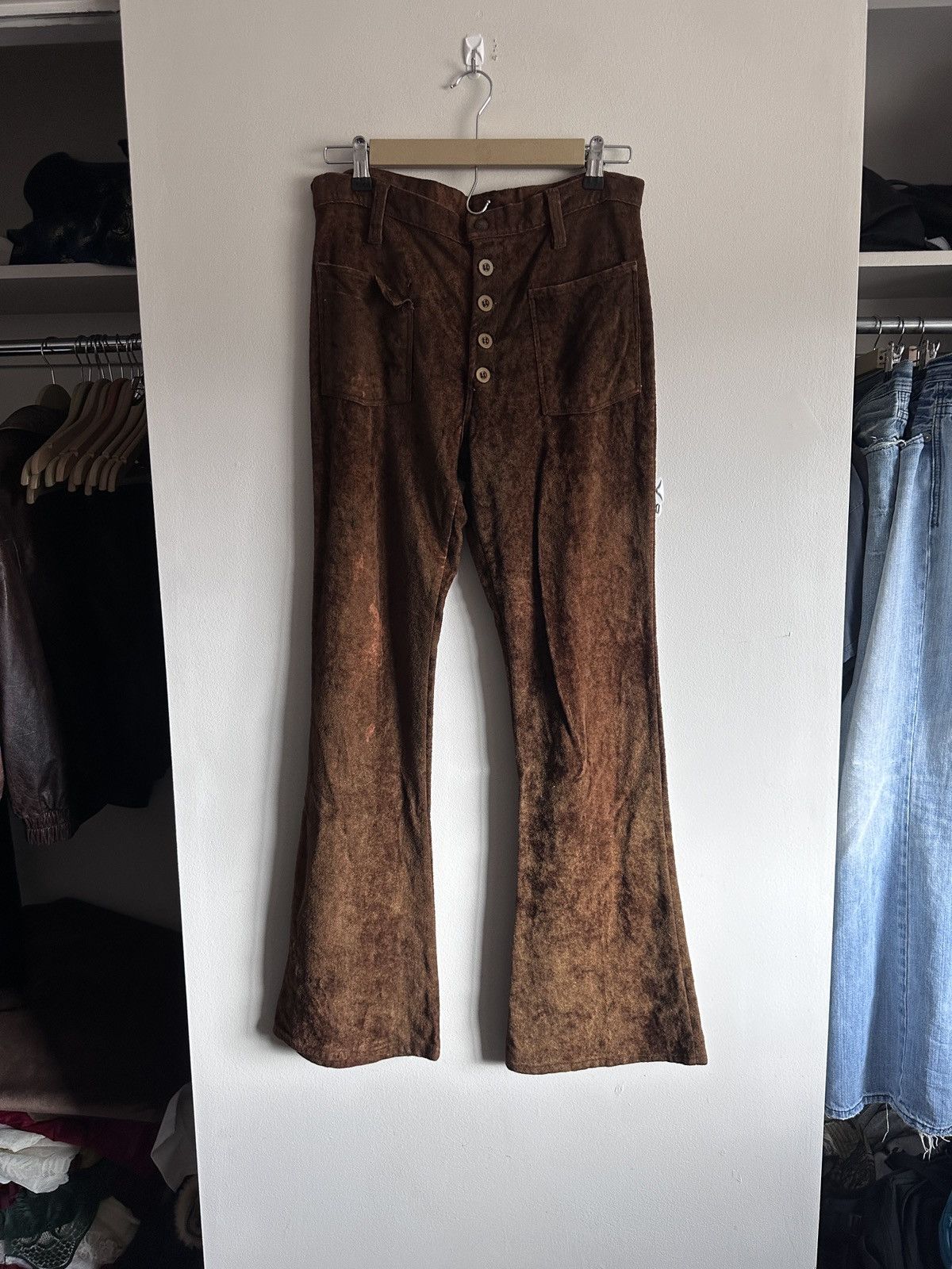 Vintage Vintage 70’s Hippie Flare Velvet Pants Size 30" / US 8 / IT 44 - 3 Thumbnail