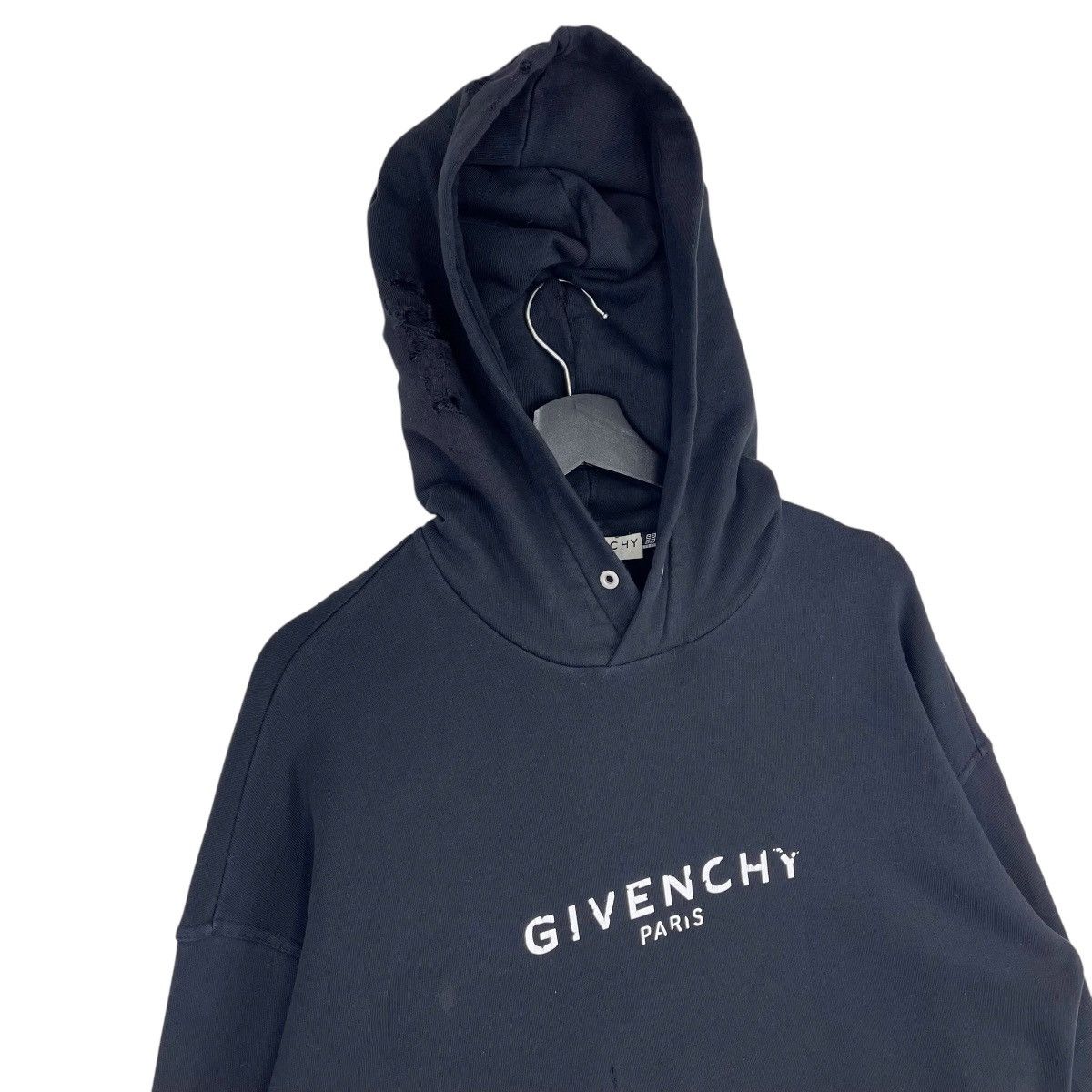 Givenchy Givenchy Paris Black Distressed Sweatshirt Hoodie Size US M / EU 48-50 / 2 - 4 Thumbnail