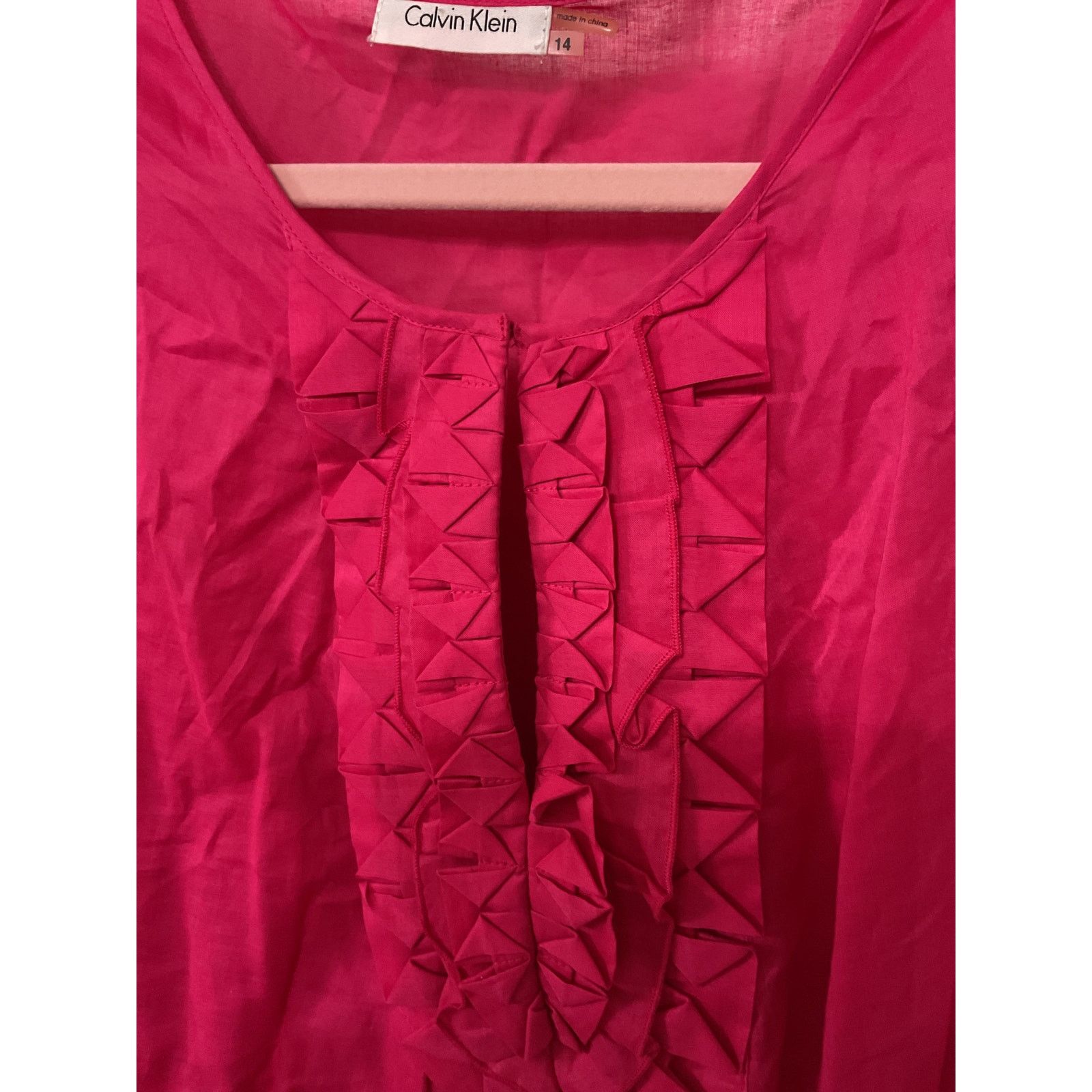 Calvin Klein Calvin Klein Keyhole Ruffled Front Fuschia Summer Dress, 14 Size XL / US 12-14 / IT 48-50 - 4 Thumbnail
