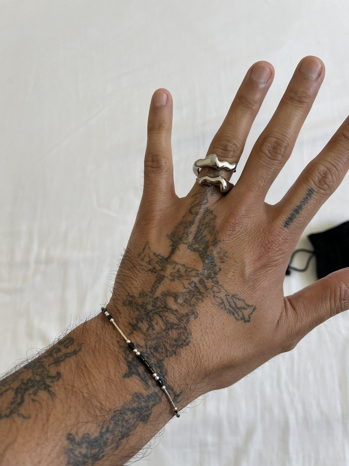 image of Hugo Krett Ssense Exclusive Silver Coral Twist Ring (Size 9), Men's