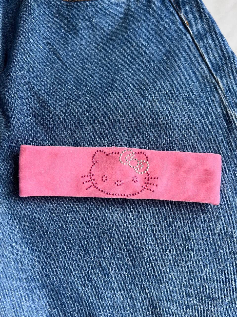 Japanese Brand × Vintage Y2k Hello Kitty Headband Hat Cat Big Logo 00s Elastic Size ONE SIZE - 2 Thumbnail