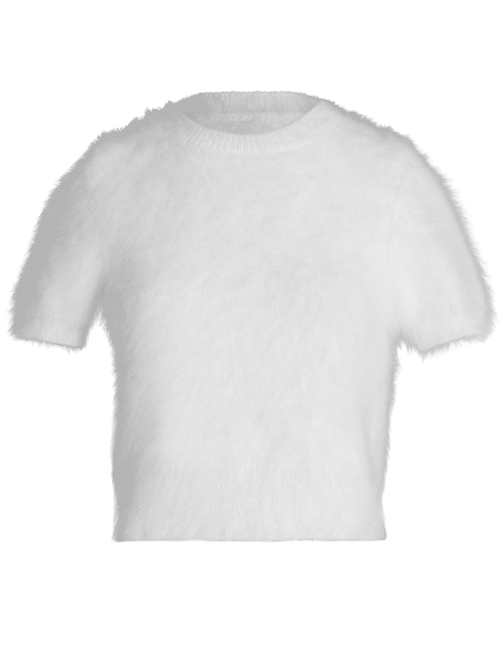 Maison Margiela o1s22i1n0724 Angora Wool Short Sleeved Top in White Size L / US 10 / IT 46 - 1 Thumbnail