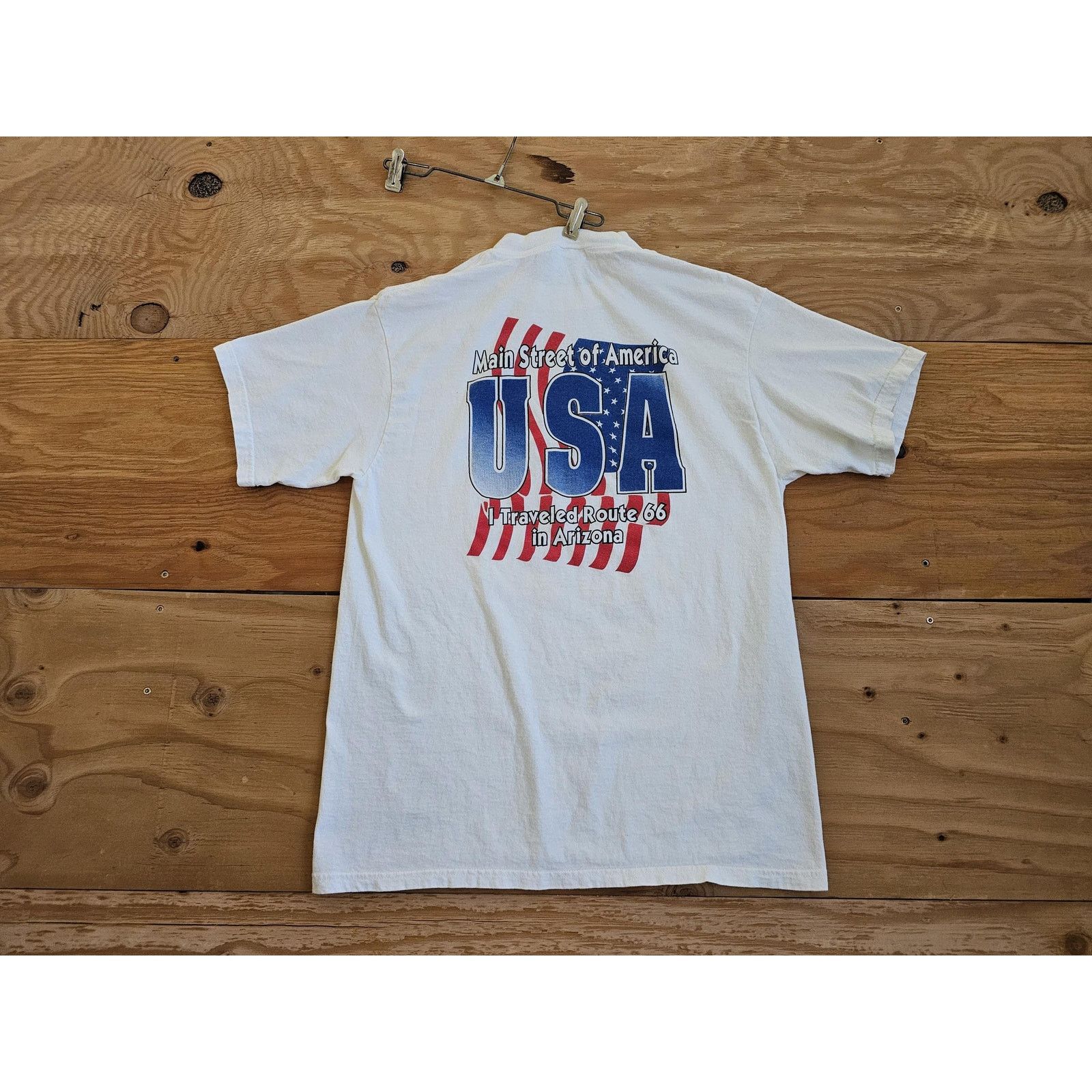 Tultex 90s Historic Route 66 Fun Run Double sided White T-Shirt L Size US L / EU 52-54 / 3 - 3 Thumbnail