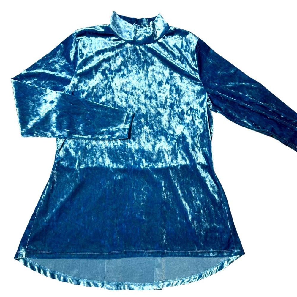 Isaac Mizrahi Isaac Mizrahi Live! Blue Crushed Velvet Mock-Neck Peplum To Size L / US 10 / IT 46 - 2 Thumbnail
