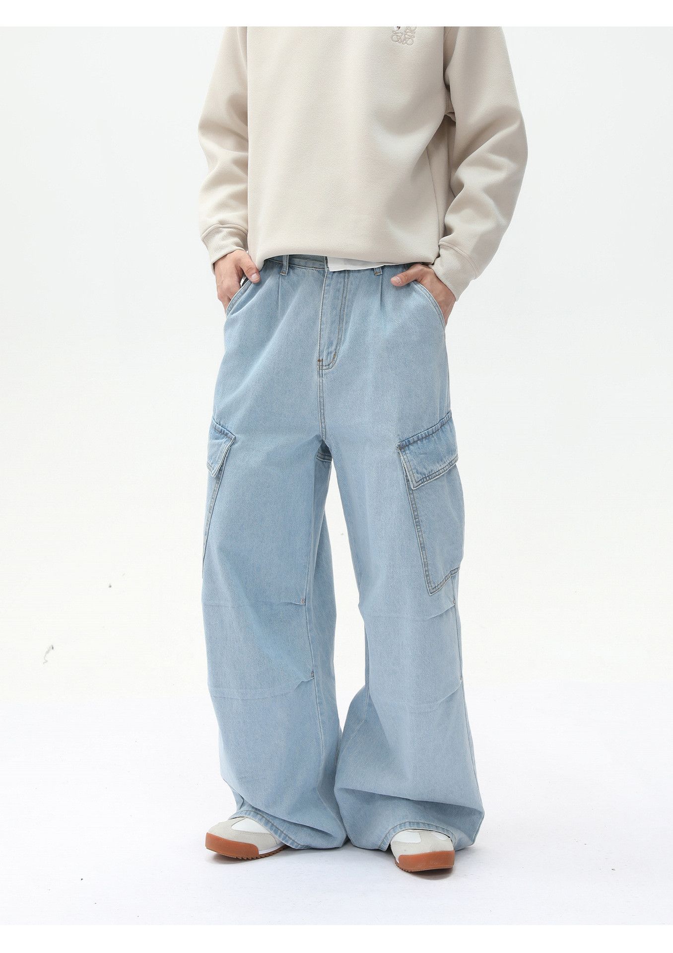 Jean High street heavy-duty stitching multi-pocket work jeans Size US 32 / EU 48 - 3 Thumbnail