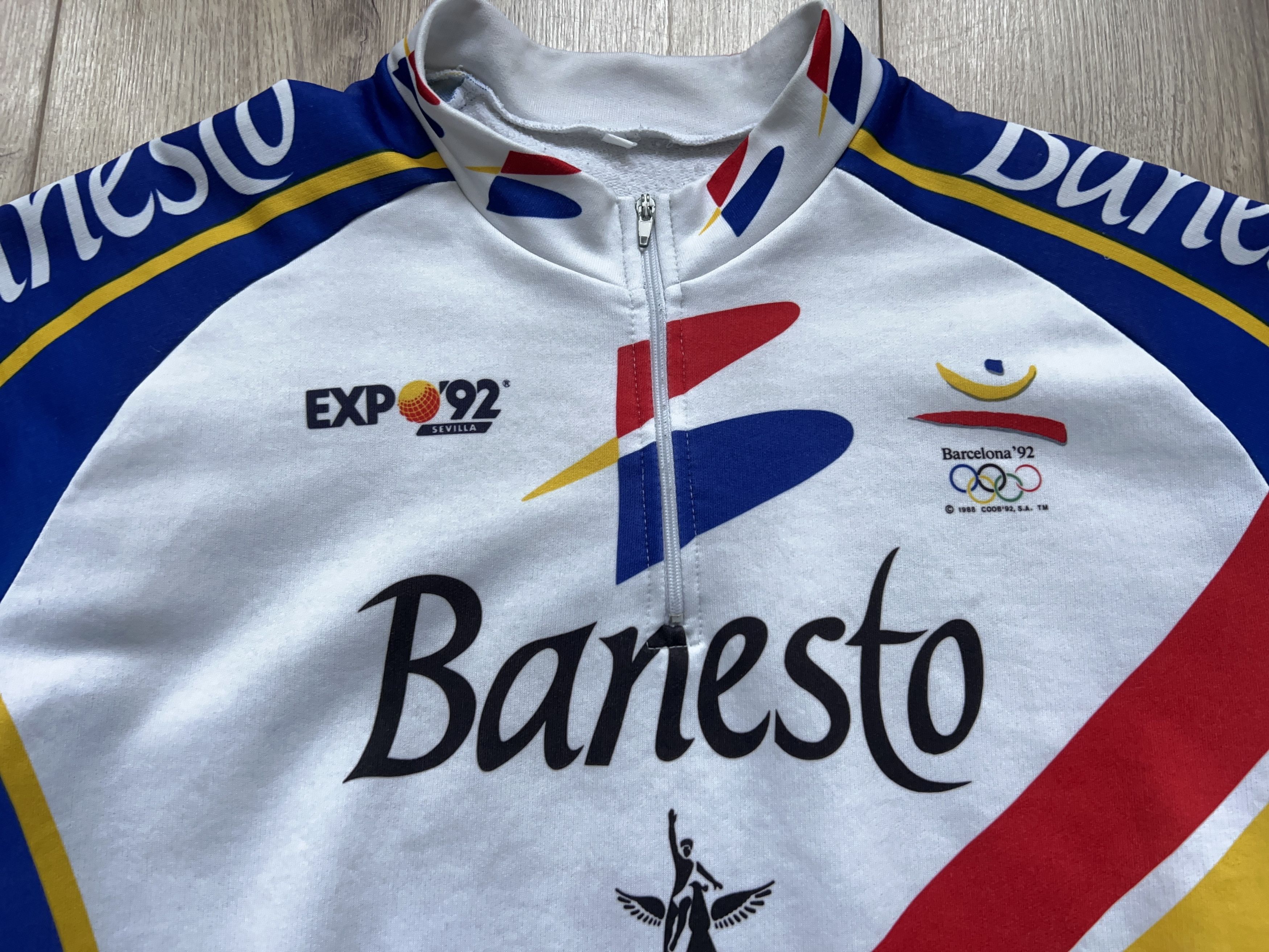 USA Olympics × Vintage 1992 Banesto Barcelona Nalini Compagnolo Cycling Jersey XL Size US XL / EU 56 / 4 - 2 Thumbnail